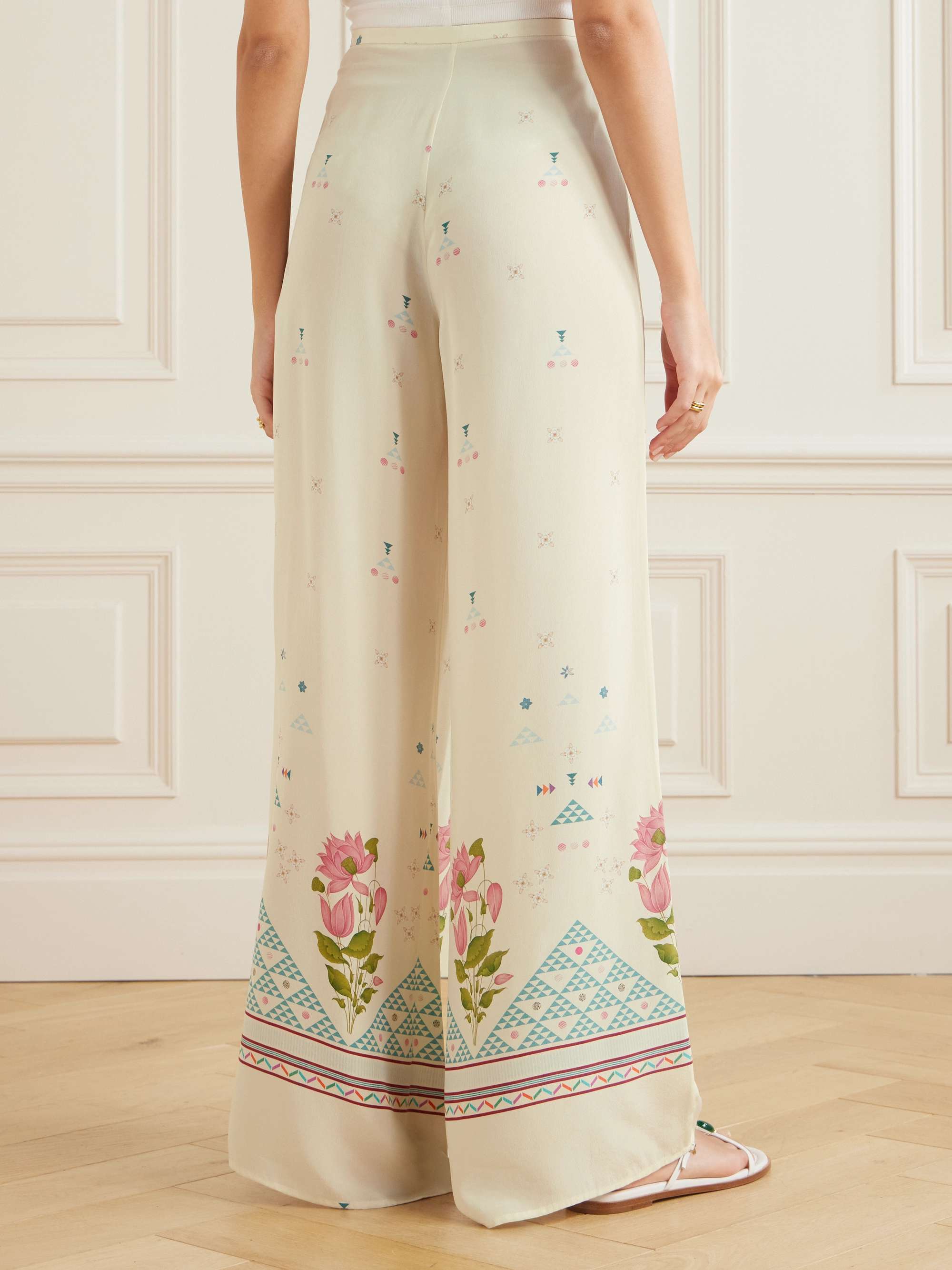 Blair printed silk wide-leg pants view