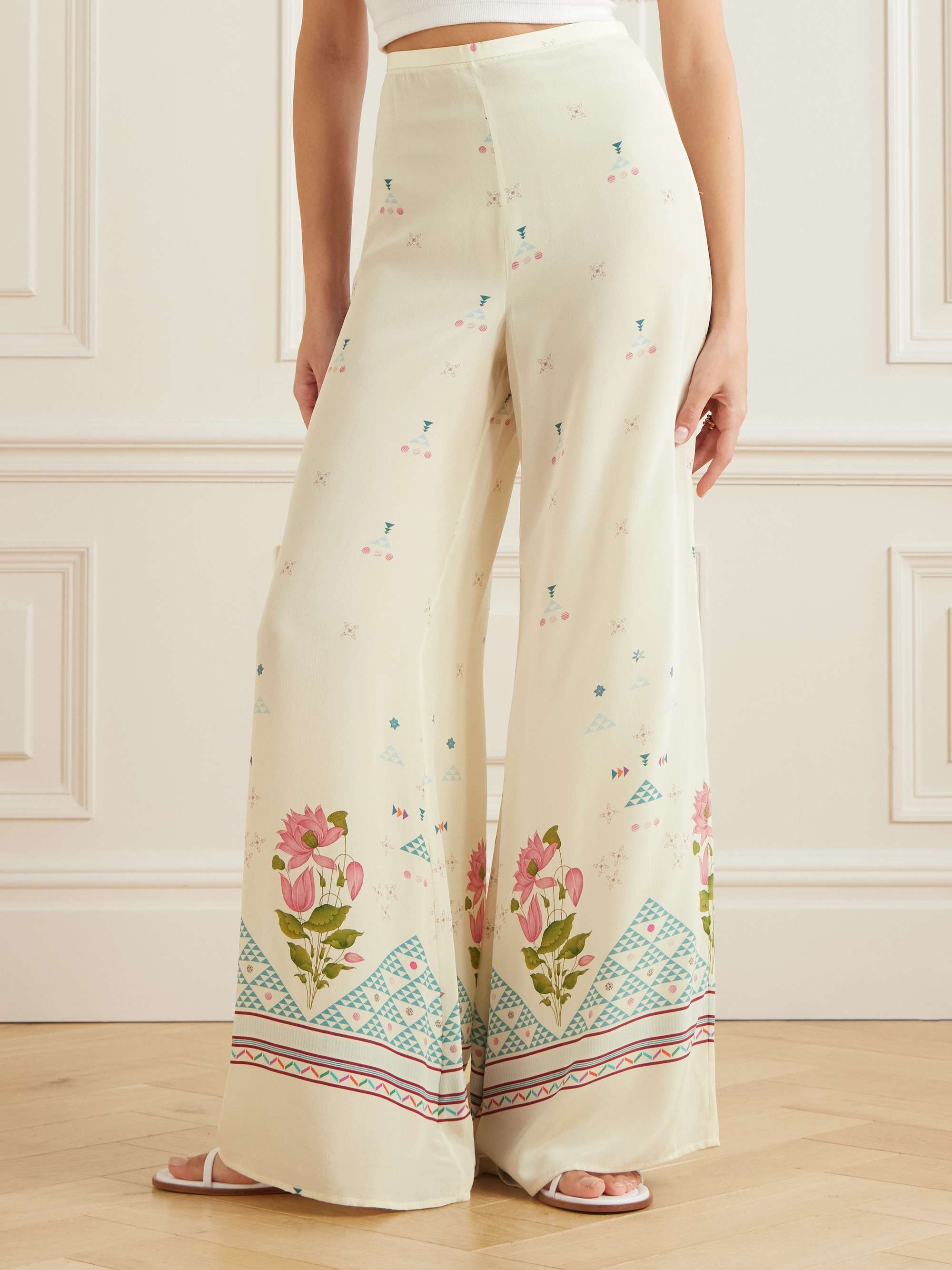 Blair printed silk wide-leg pants view