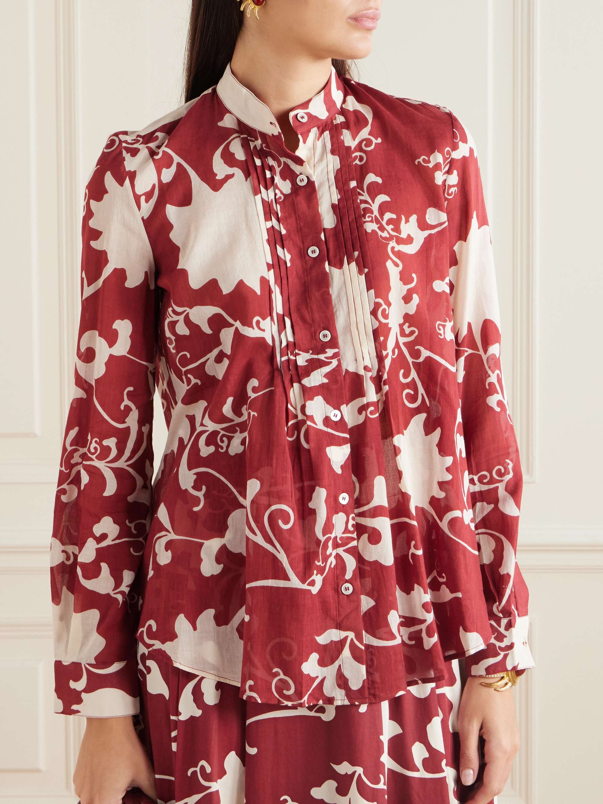 Chiara pleated floral-print cotton shirt view
