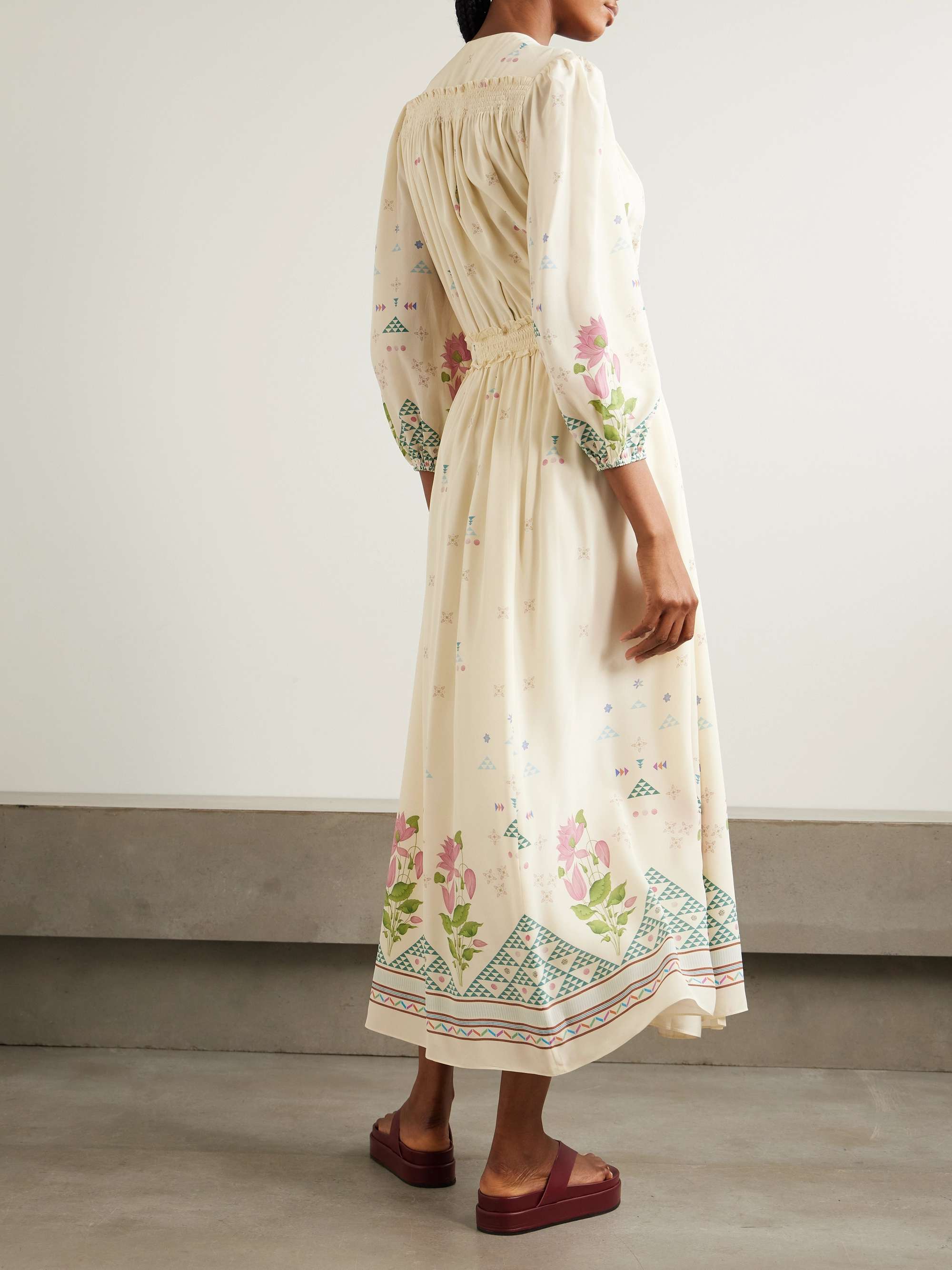 Lavinia belted floral-print silk crepe de chine wrap maxi dress view