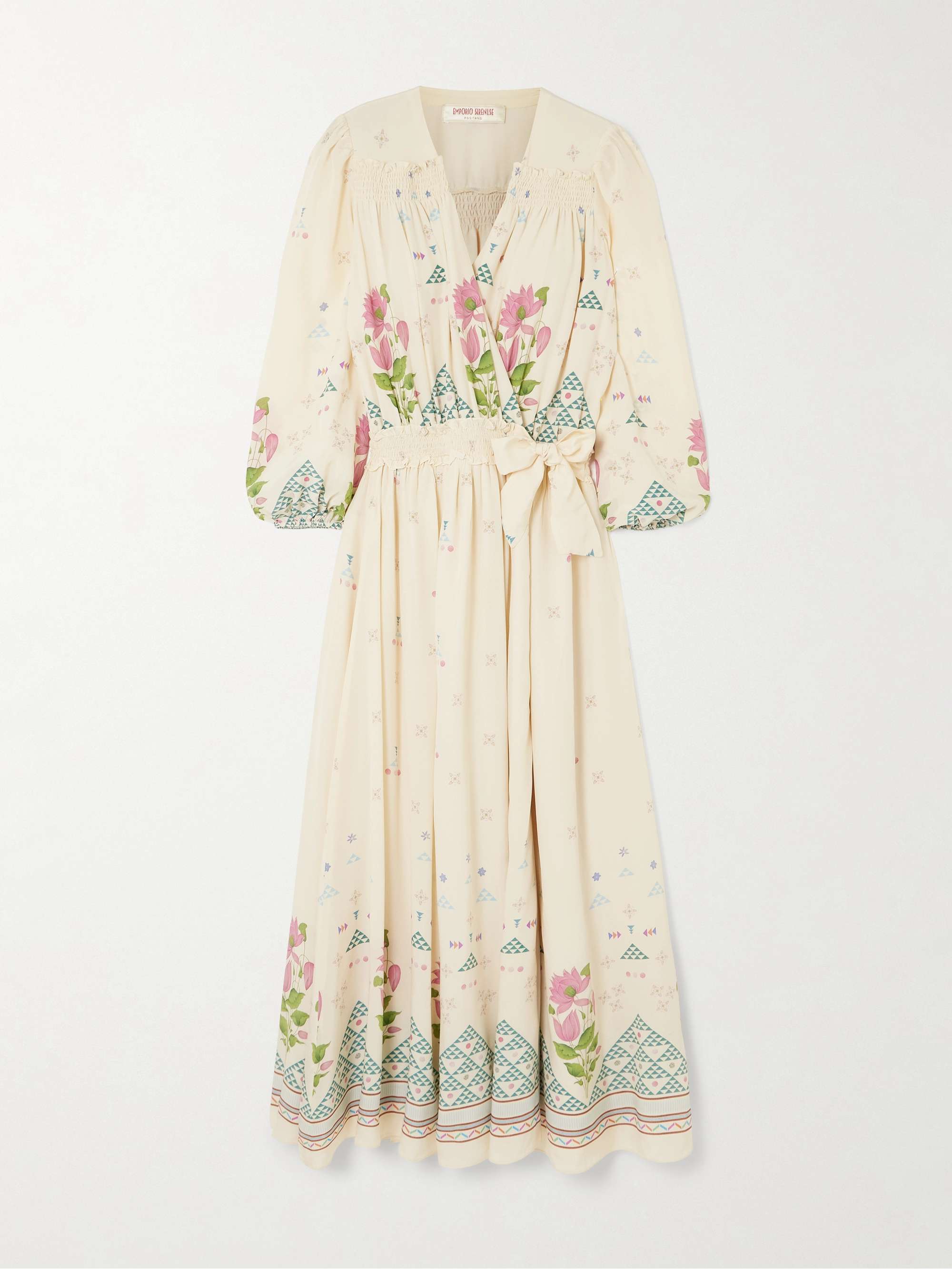 Lavinia belted floral-print silk crepe de chine wrap maxi dress view