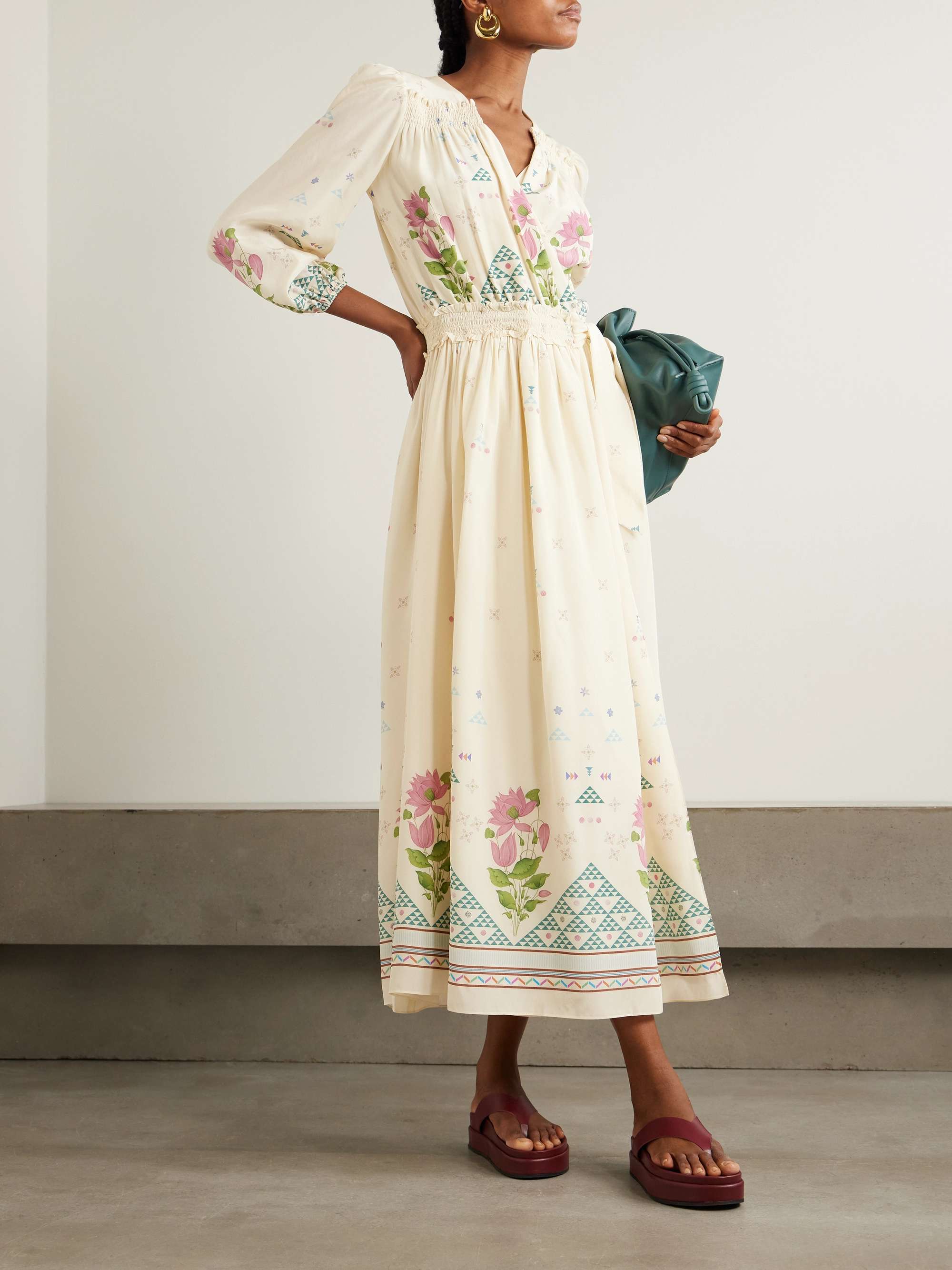 Lavinia belted floral-print silk crepe de chine wrap maxi dress view