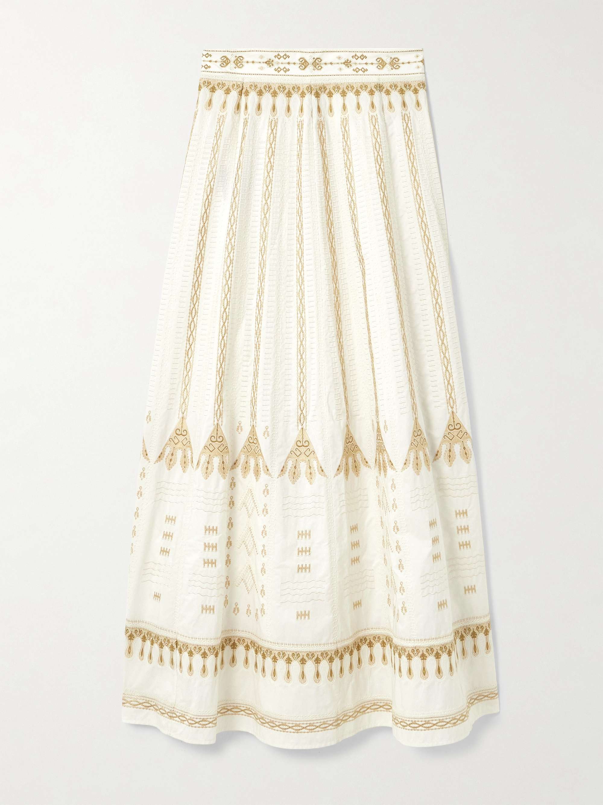 Camille Calliope paneled embroidered cotton-blend poplin maxi skirt view