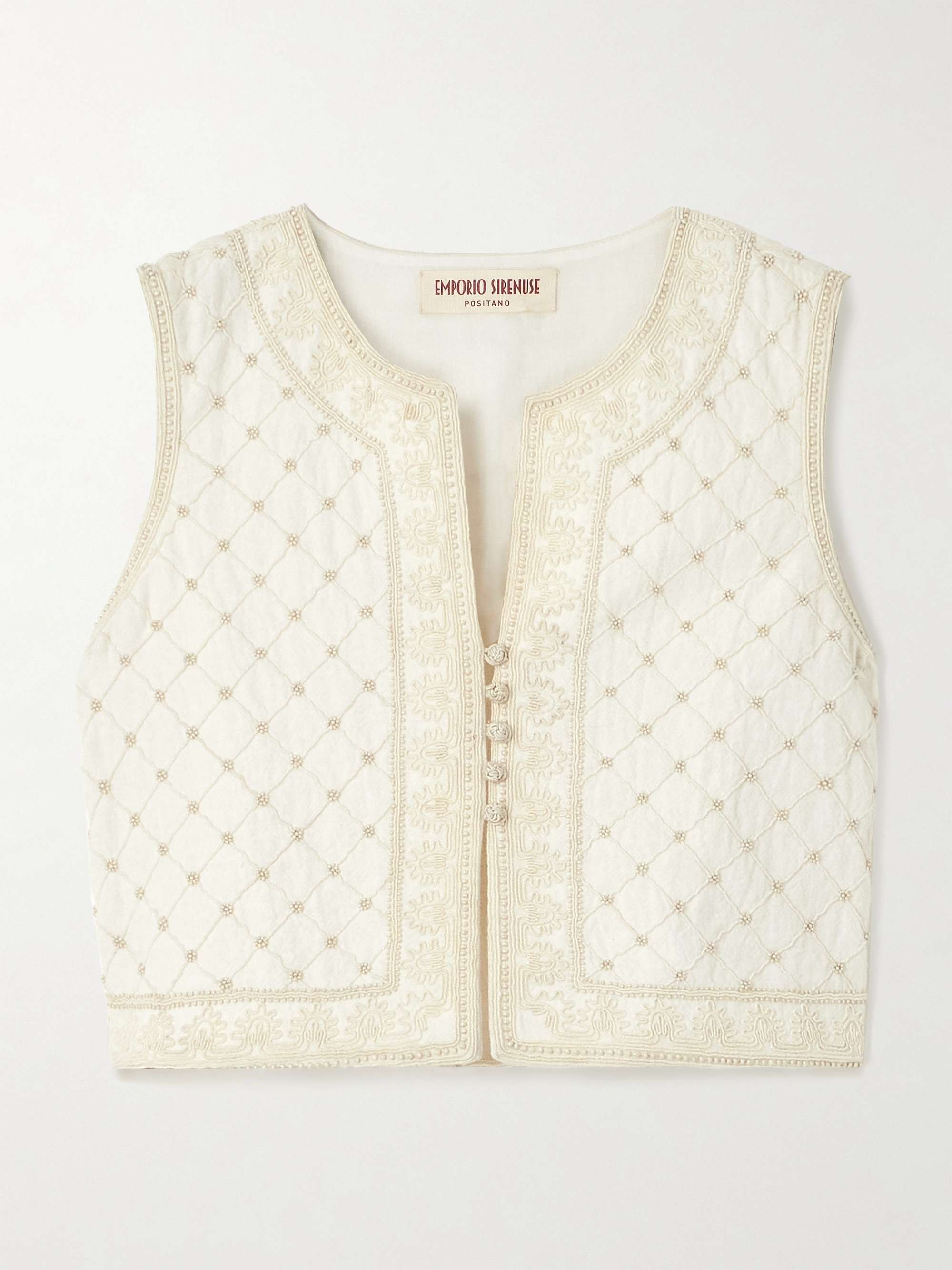 Clara Palm bead-embellished embroidered ramie and linen-blend vest view