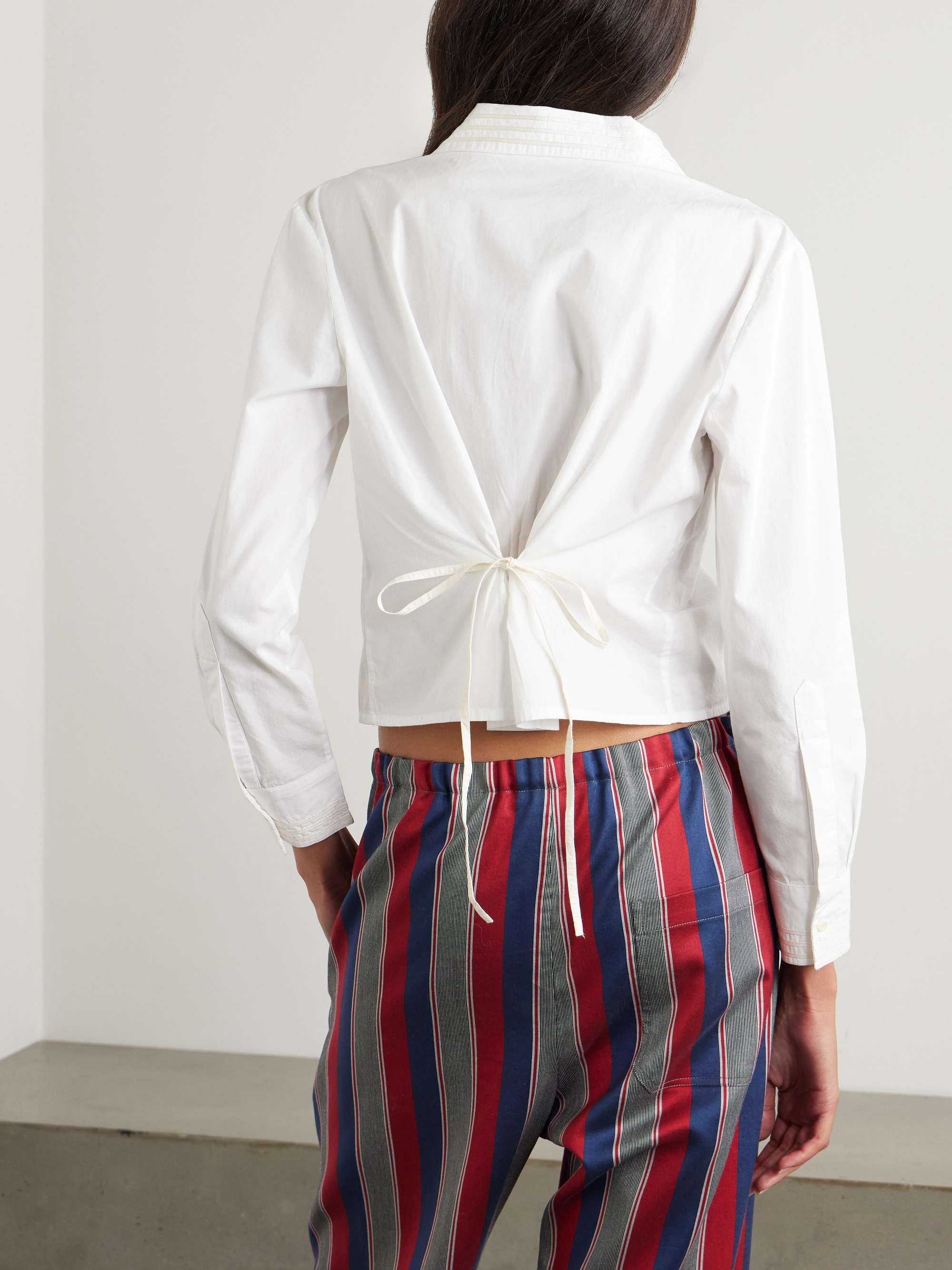 Crosshatch grosgrain-trimmed cotton-poplin shirt view