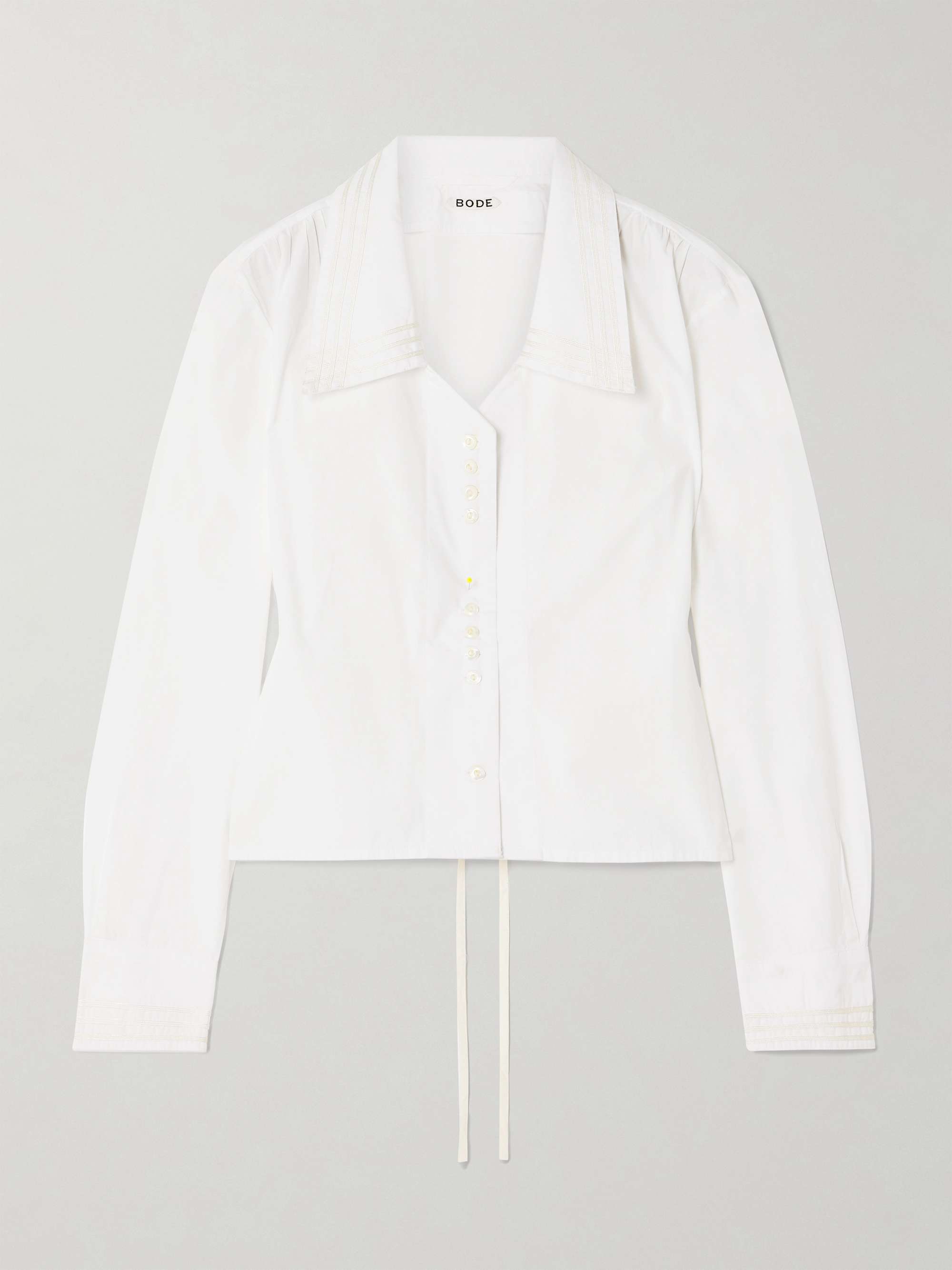 Crosshatch grosgrain-trimmed cotton-poplin shirt view