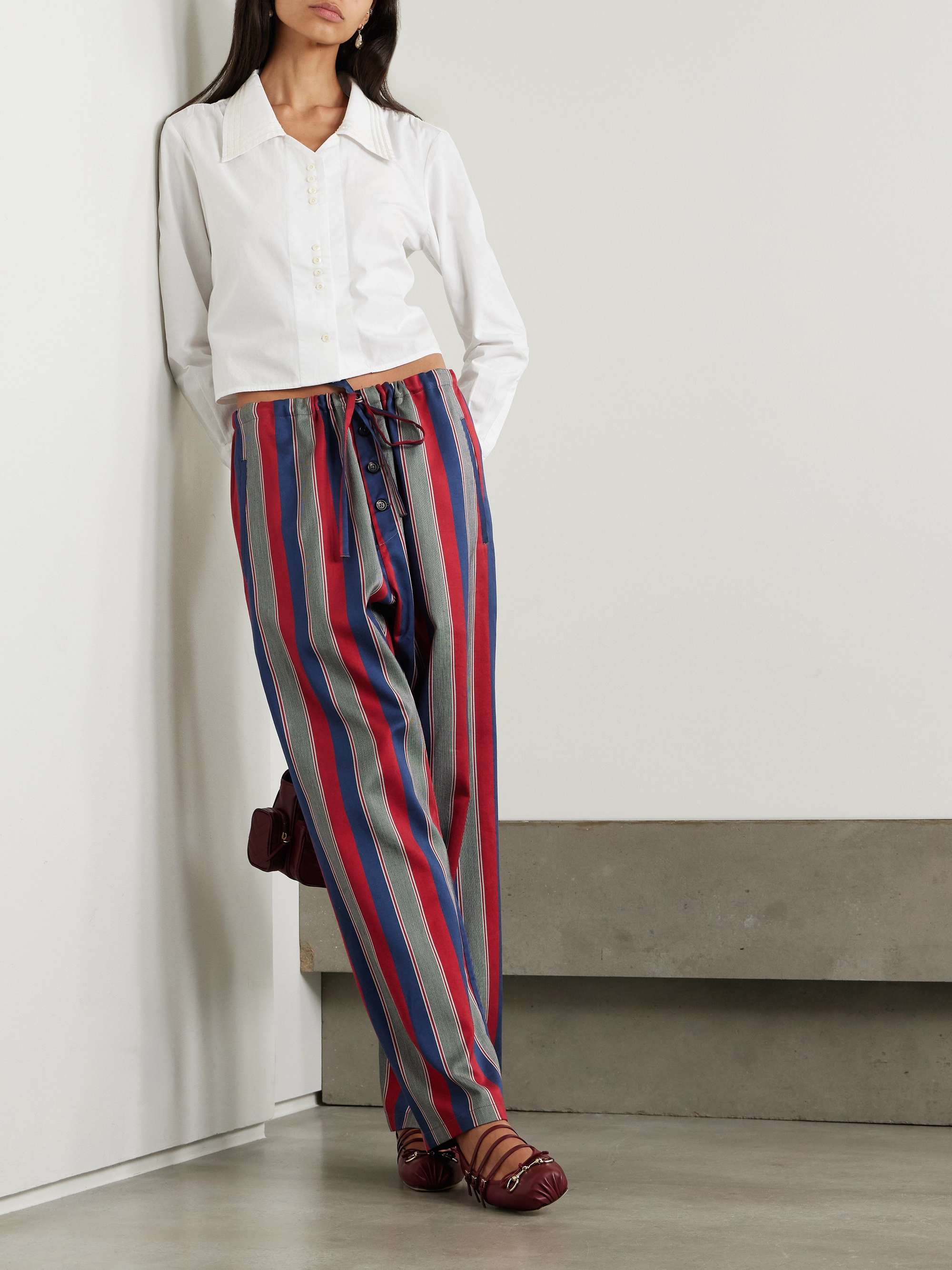 Crosshatch grosgrain-trimmed cotton-poplin shirt view