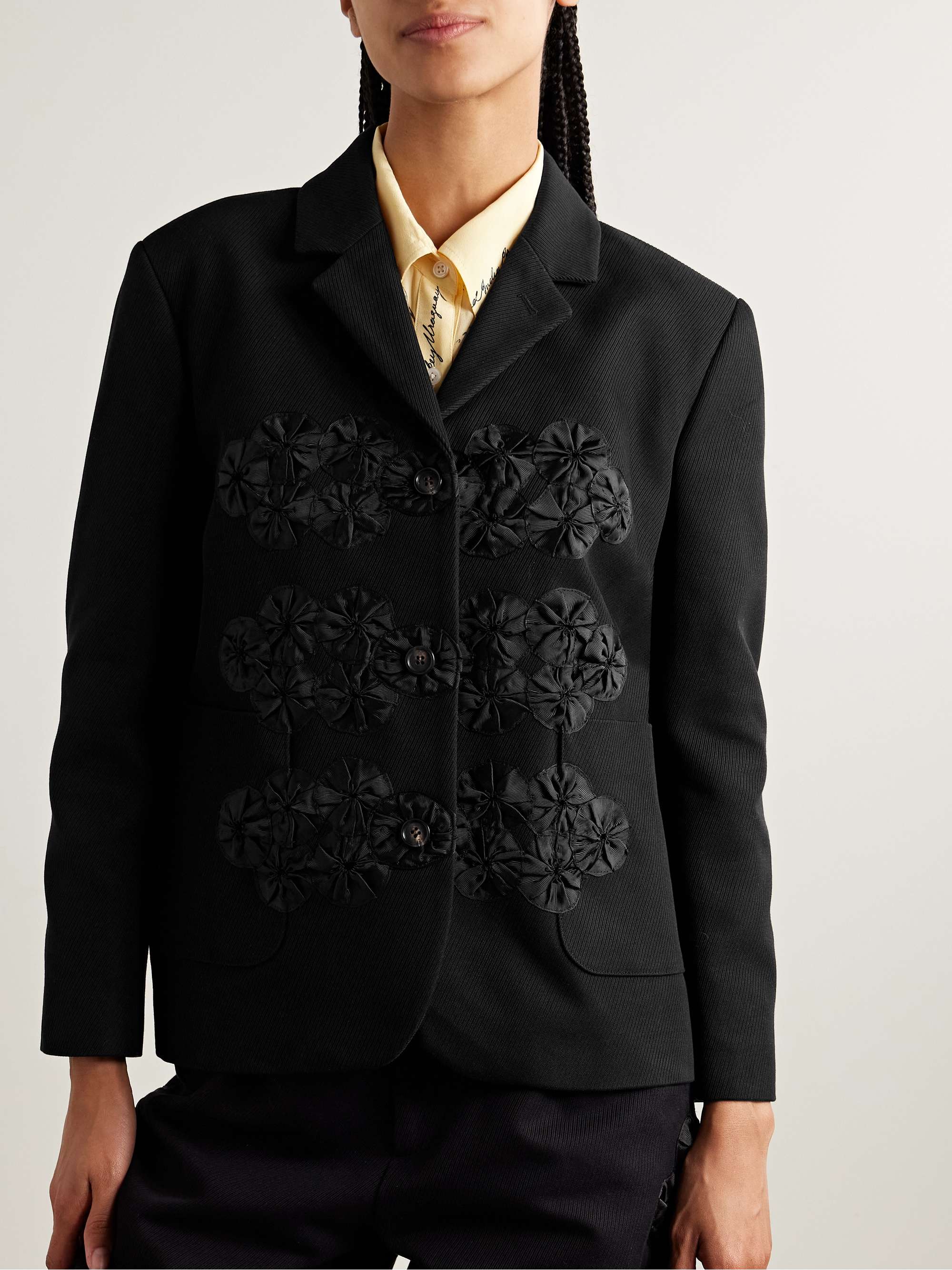 Ribbon Garland grosgrain-trimmed cotton-twill jacket view