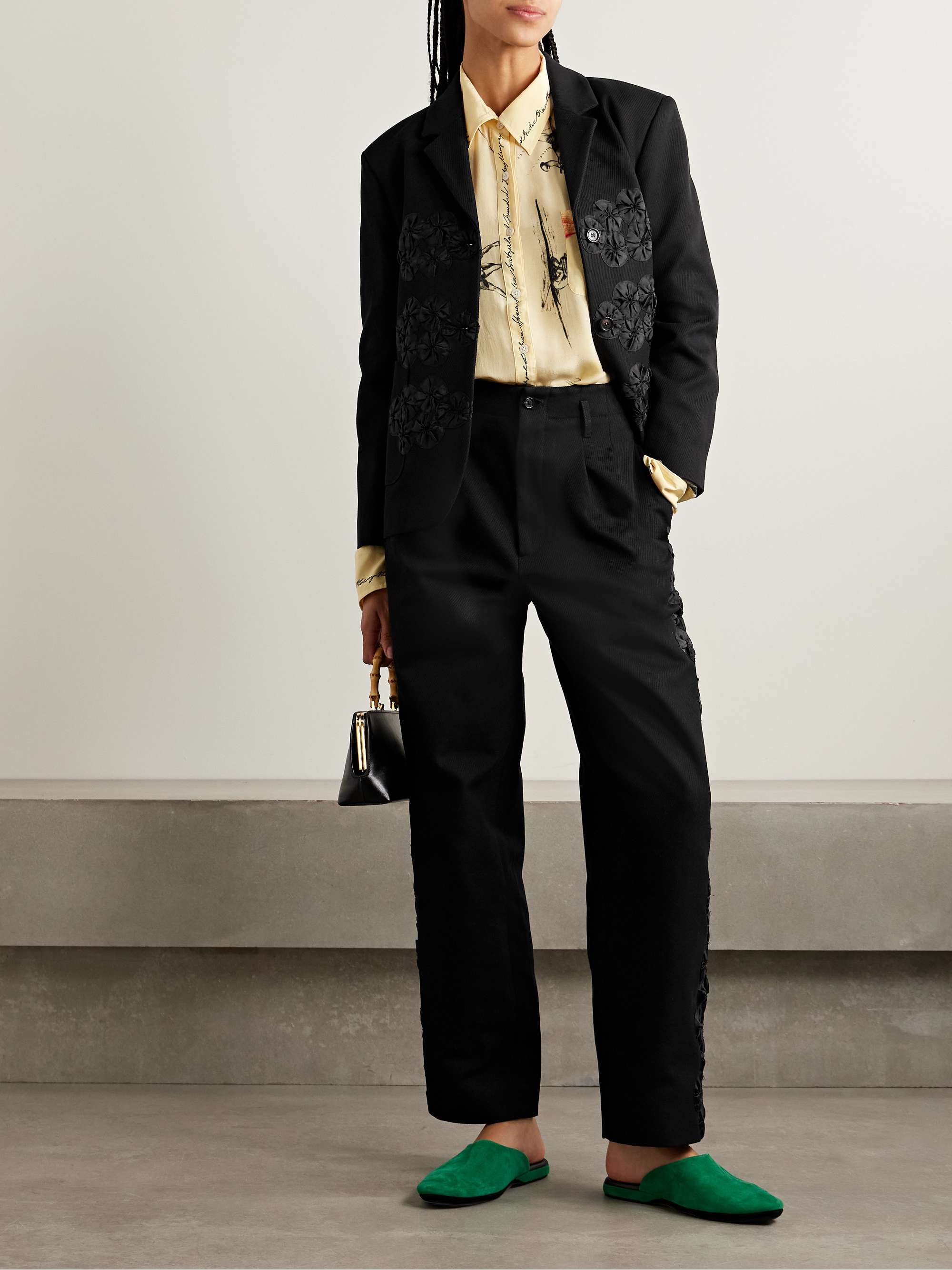 Ribbon Garland grosgrain-trimmed cotton-twill jacket view