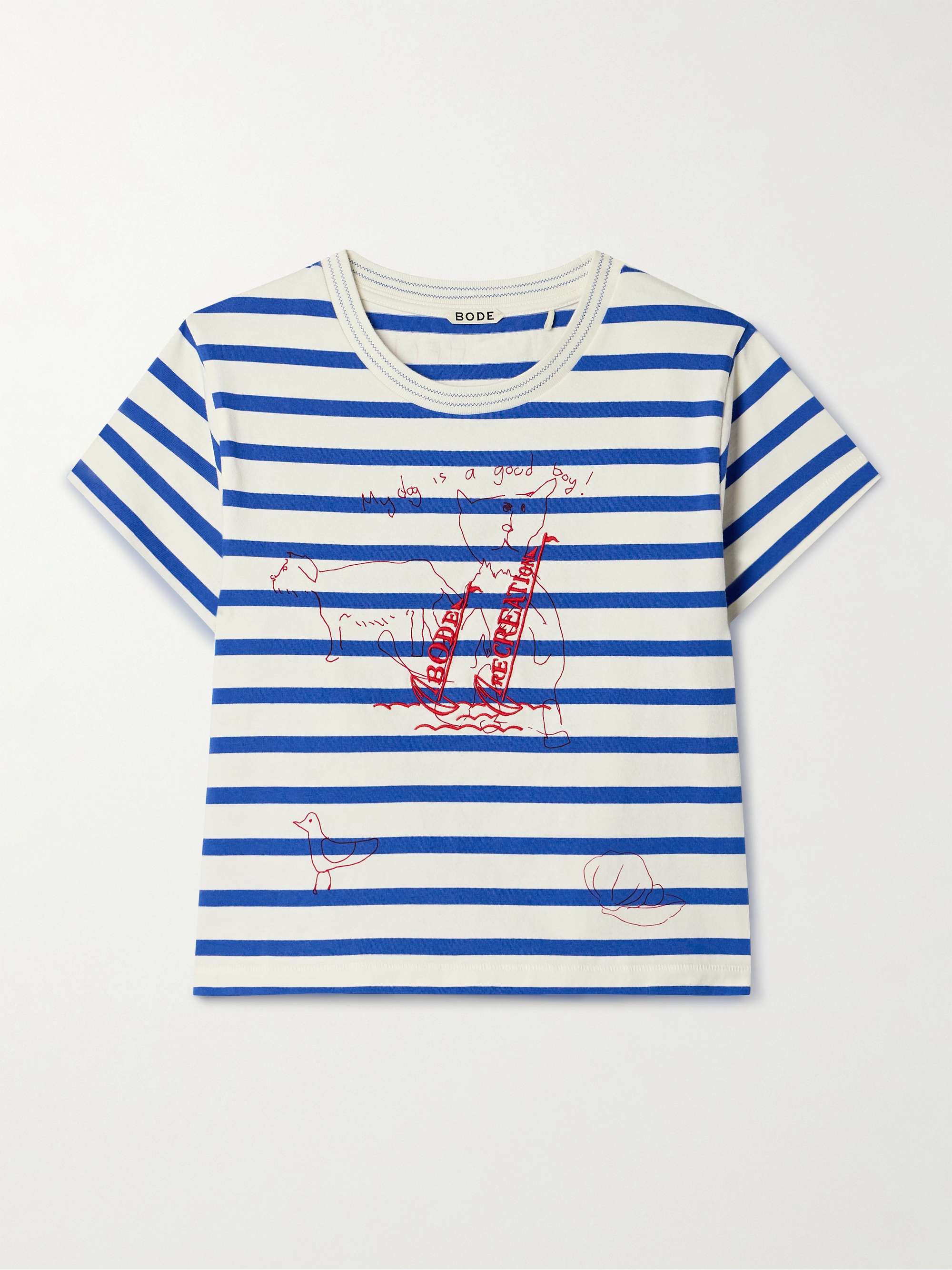 Sails Margate cropped embroidered printed cotton-jersey T-shirt view