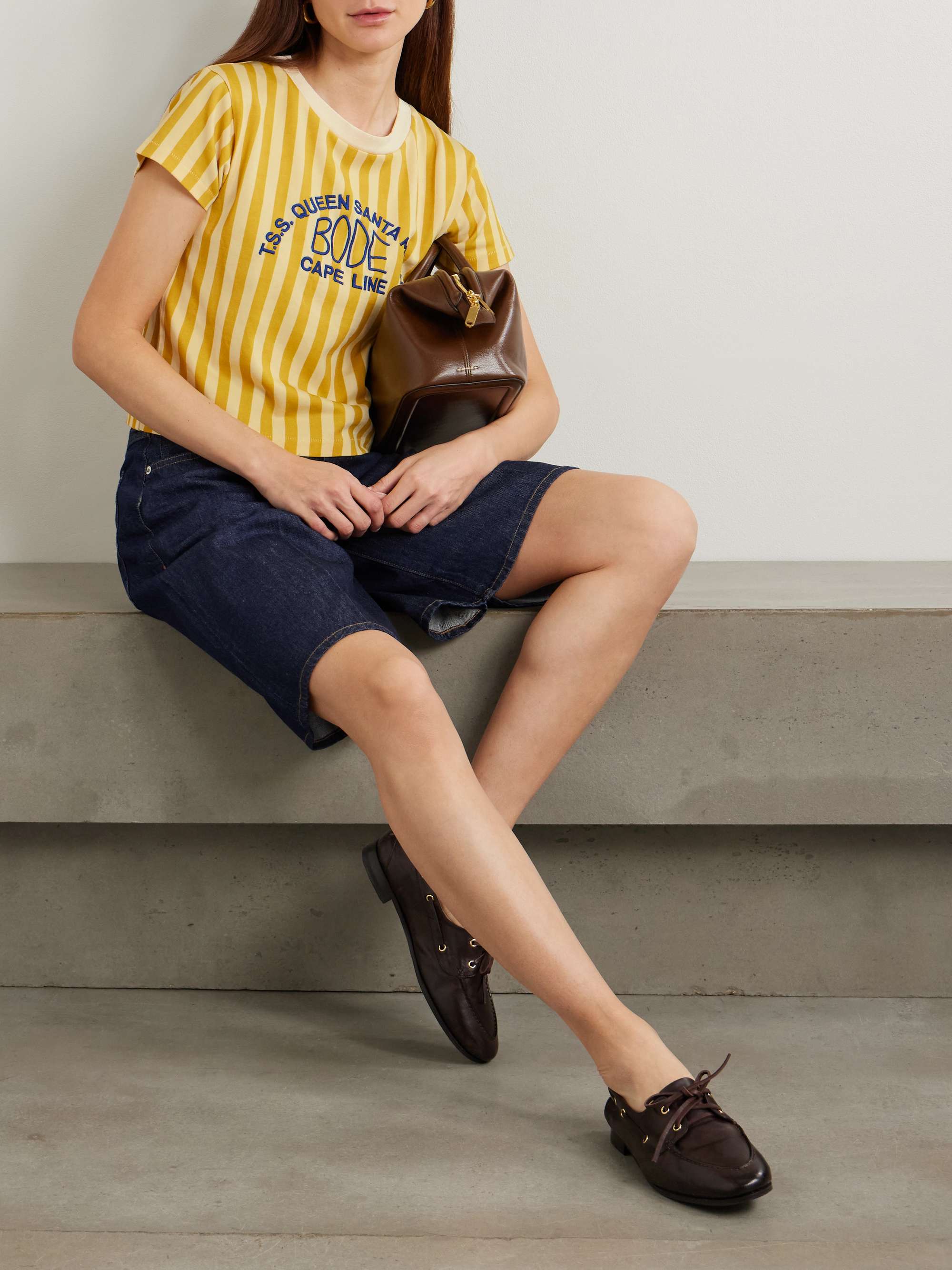 Medalist embroidered striped jersey T-shirt view