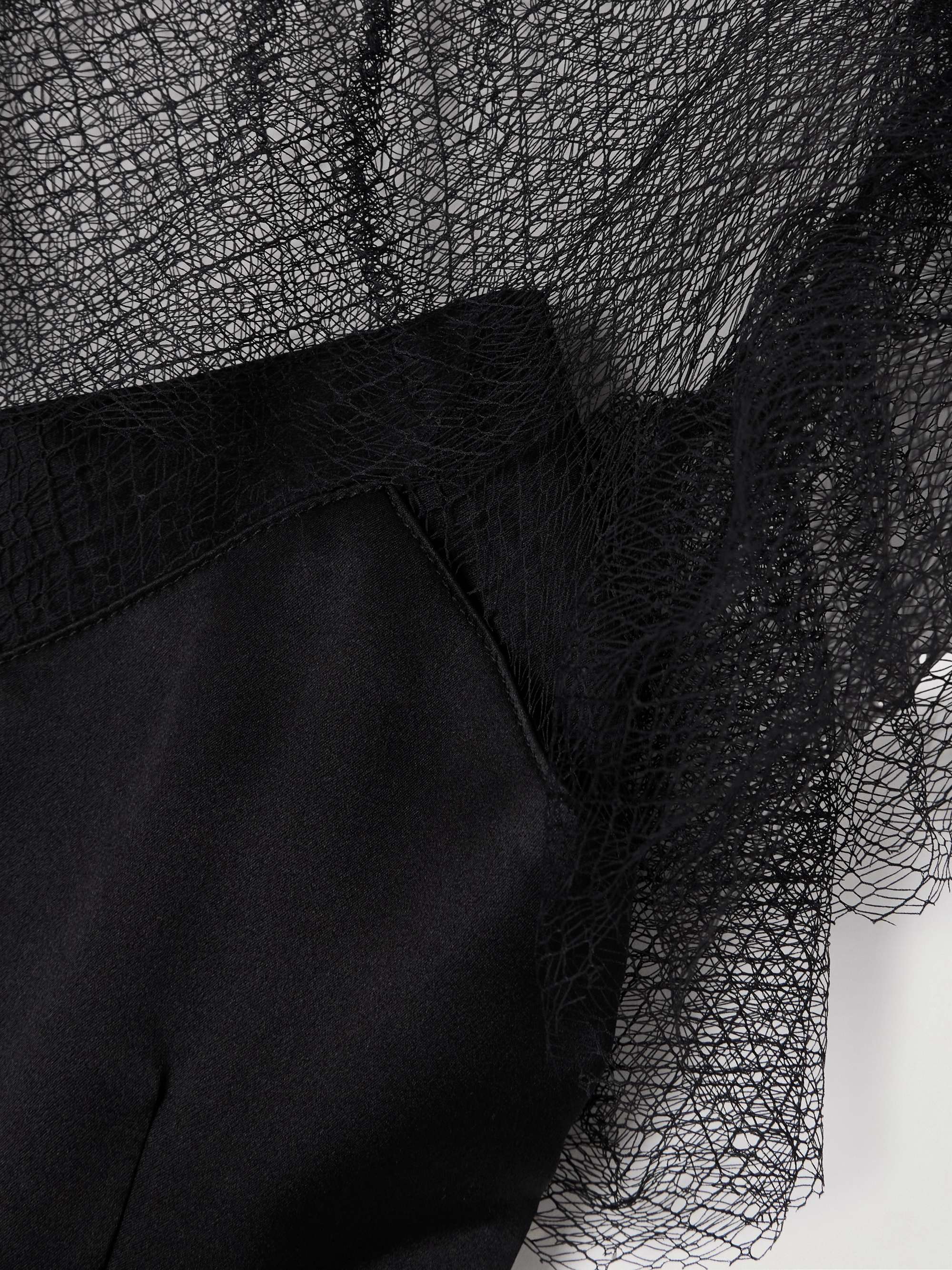 Prima ruffled mesh-trimmed silk-satin maxi dress view