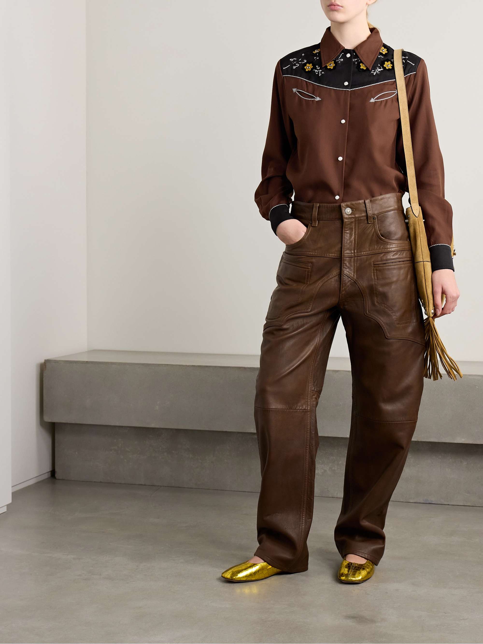 Abilene studded appliquéd paneled twill shirt view
