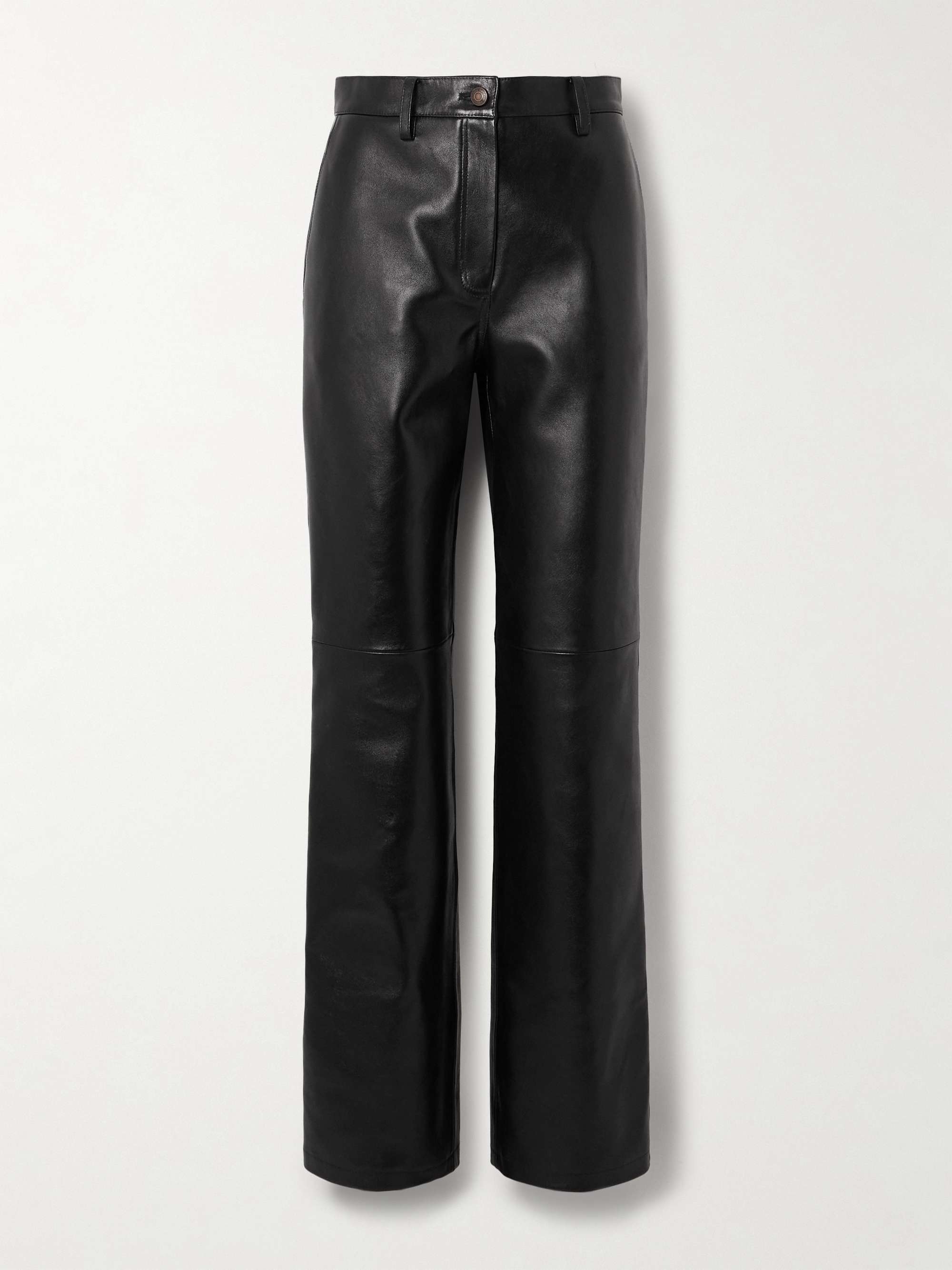 Leather straight-leg pants view