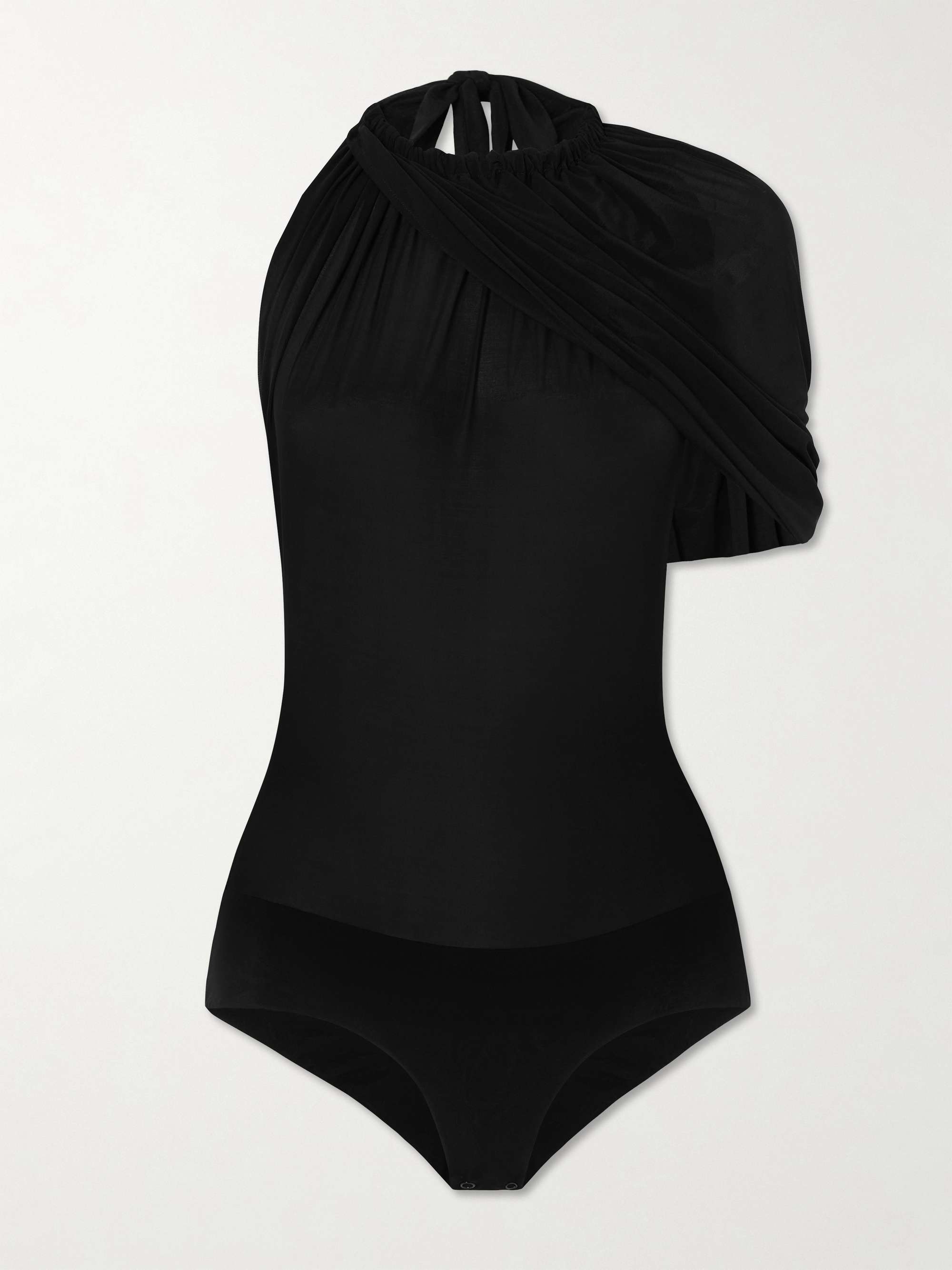 Draped stretch-tulle halterneck bodysuit view