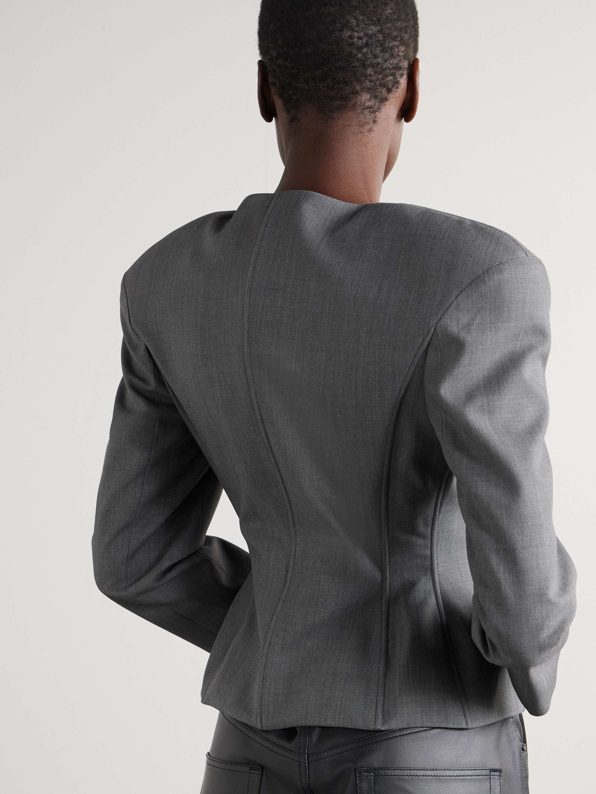 Wool and silk-blend peplum blazer view