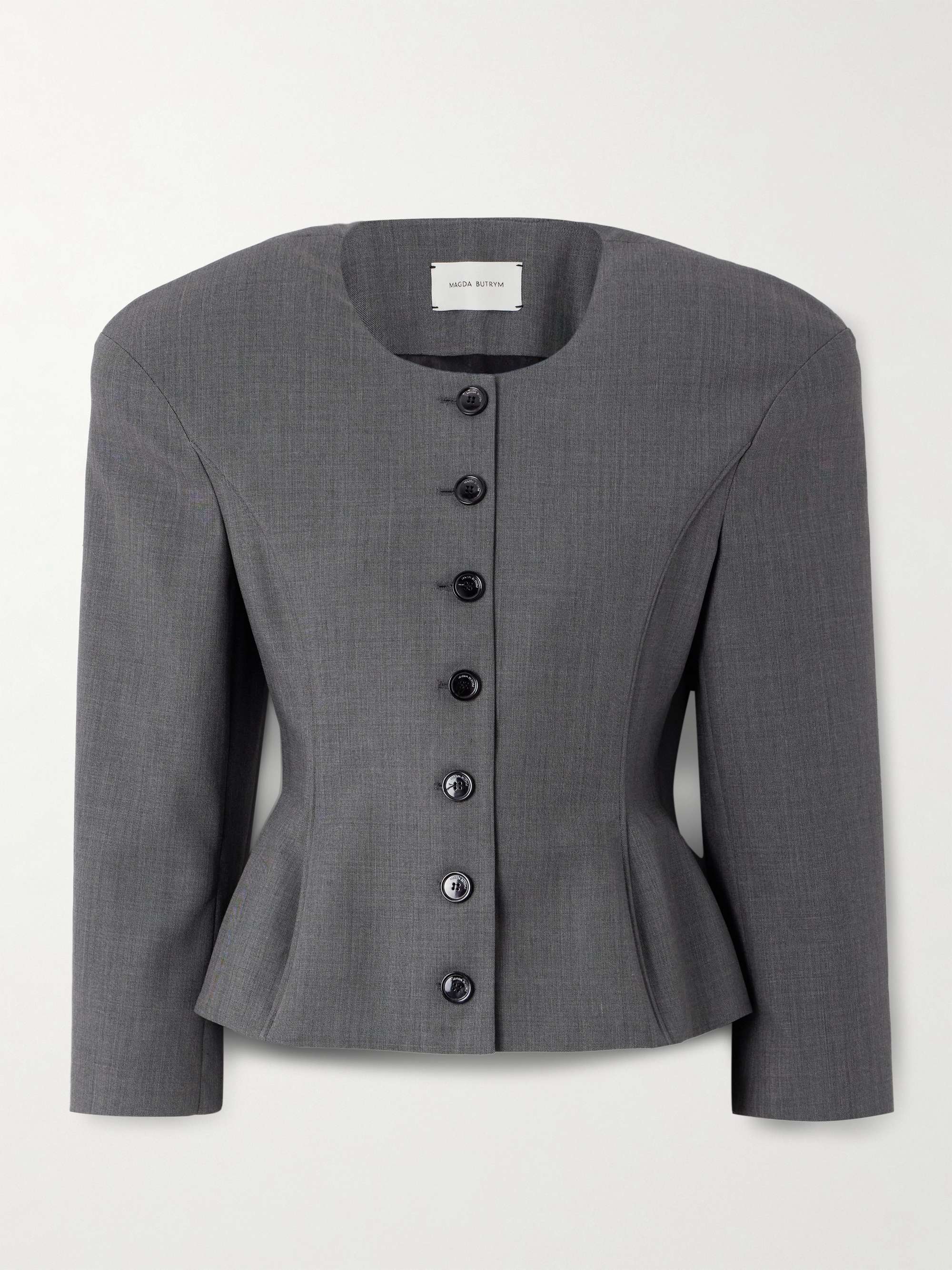 Wool and silk-blend peplum blazer view