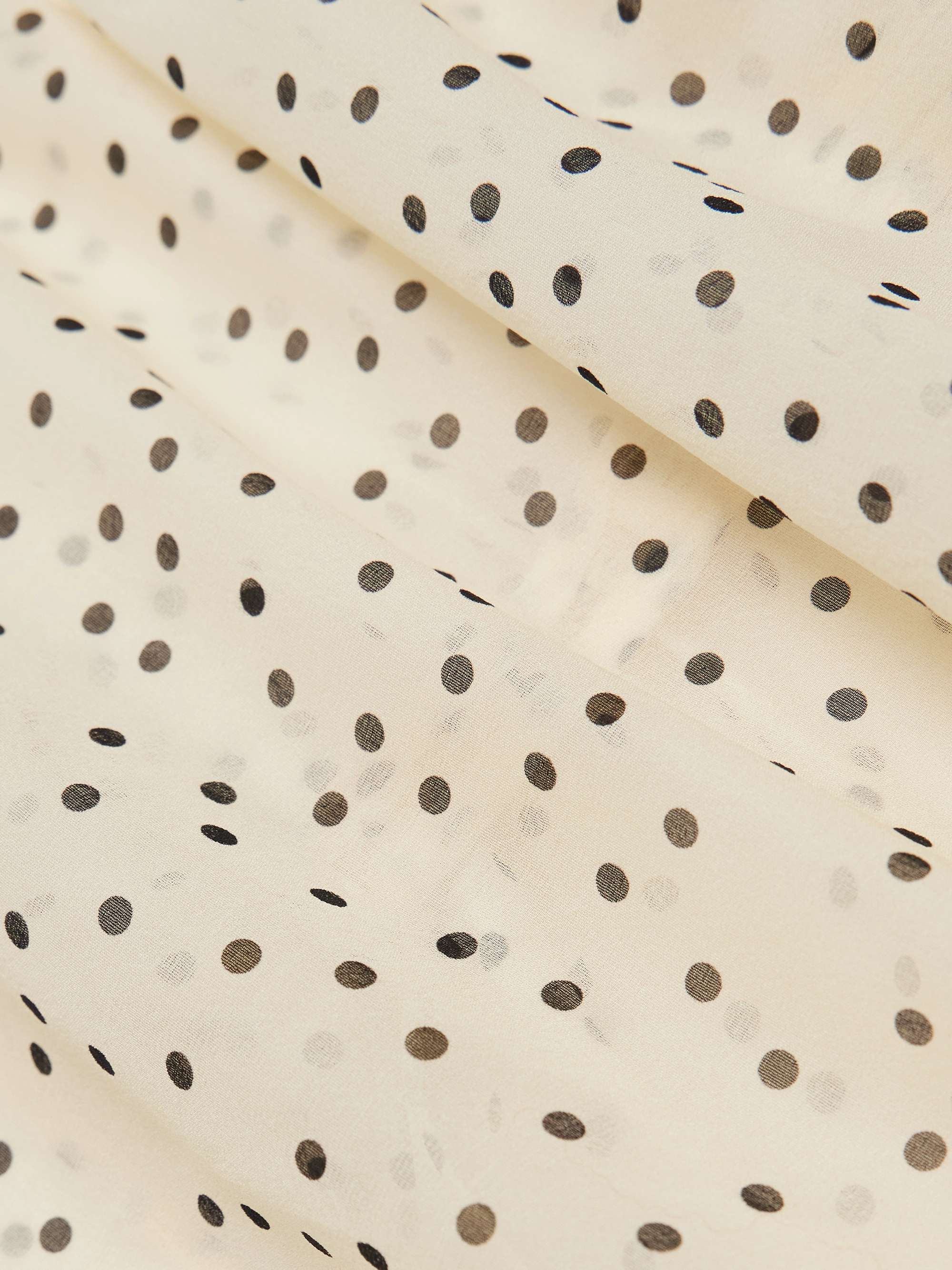 Ruched polka-dot print stretch-silk chiffon top view