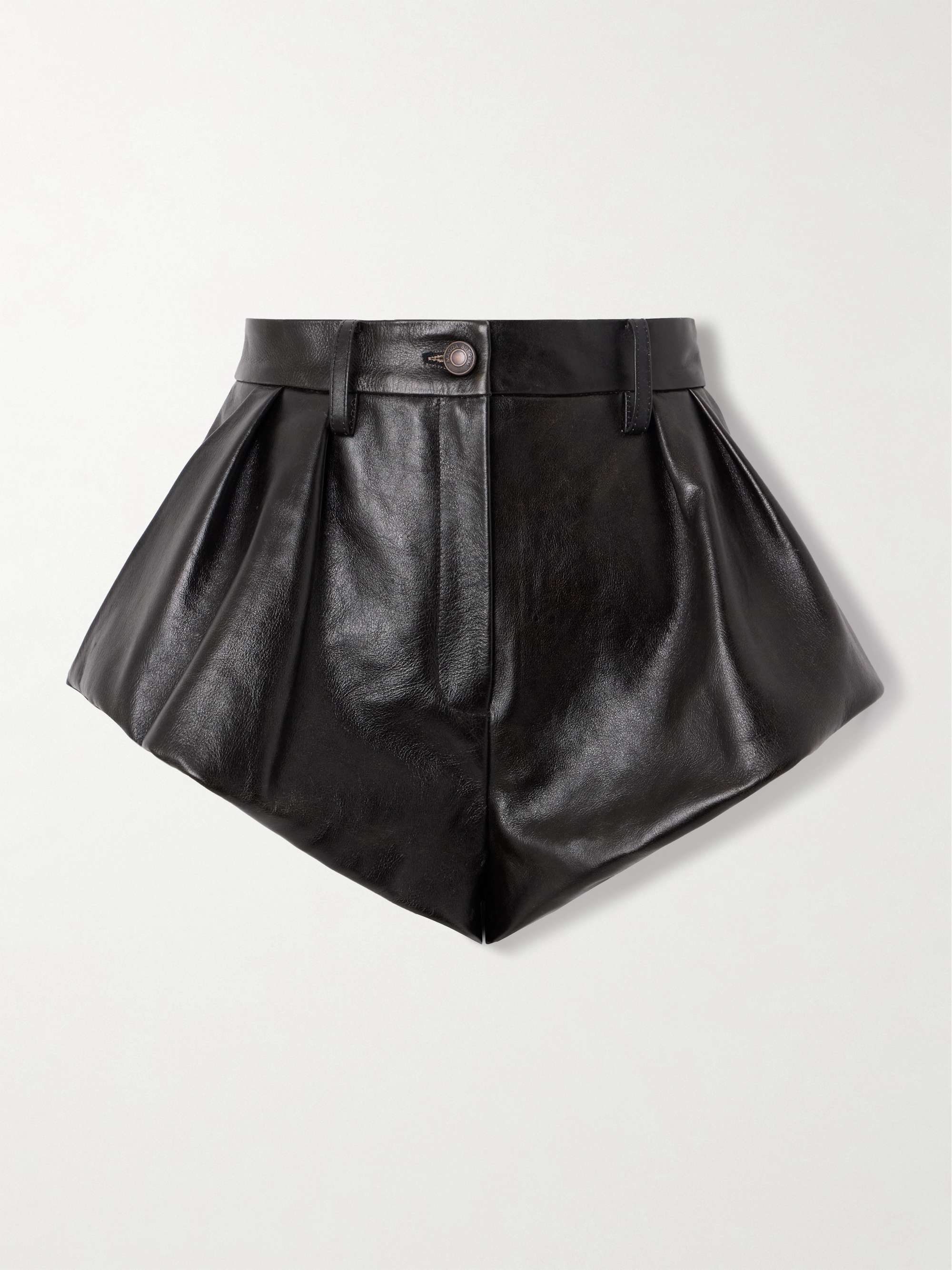 Pleated leather shorts view