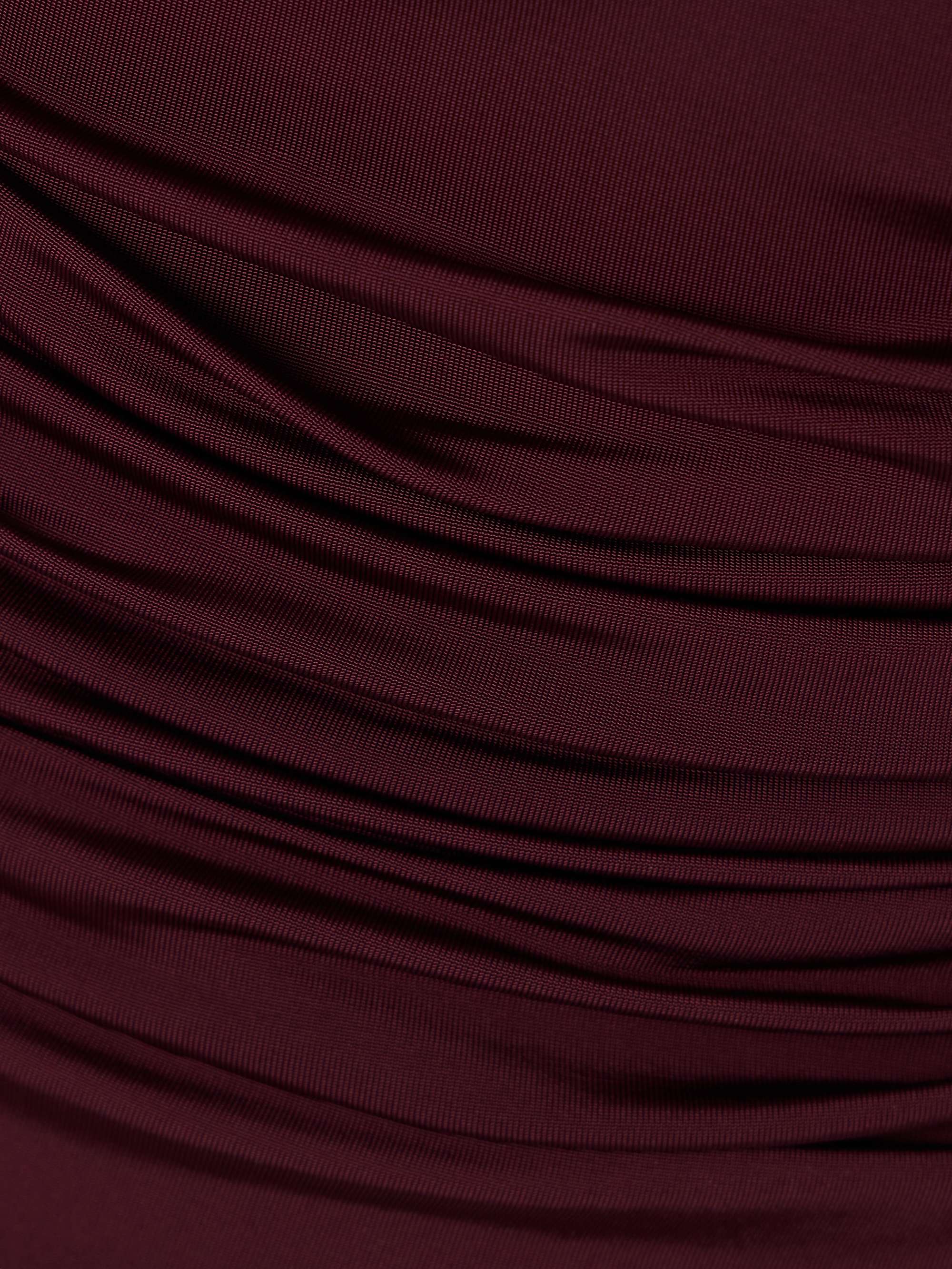 One-shoulder floral-appliquéd ruched satin-jersey top view