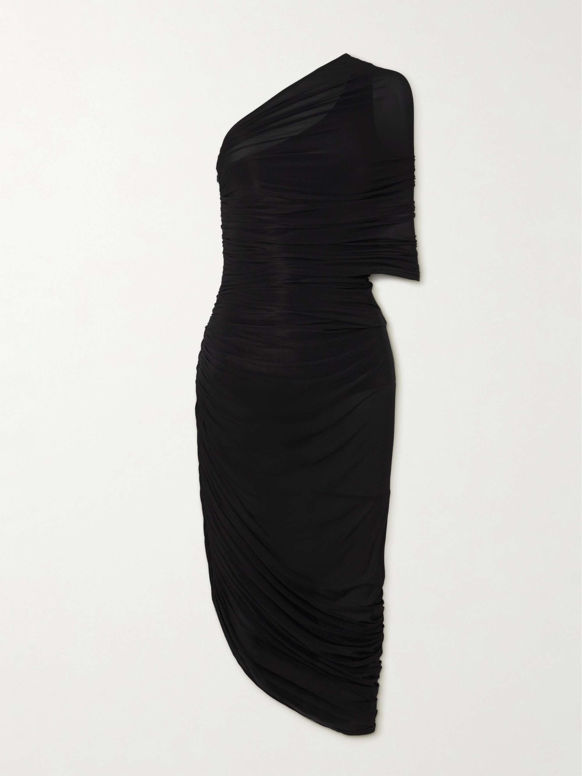 Asymmetric ruched stretch-jersey midi dress view