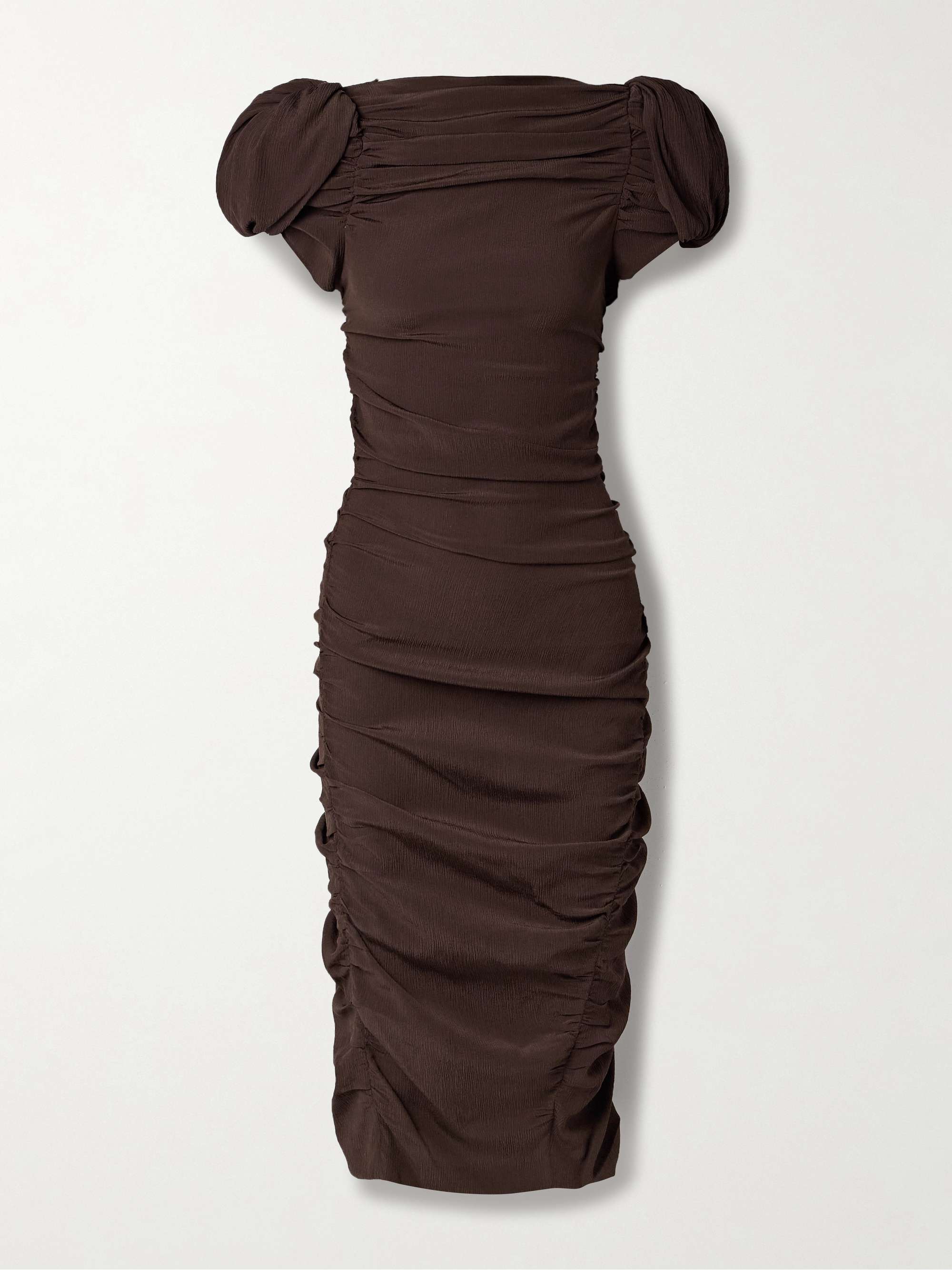 Ruched silk-crepon midi dress view