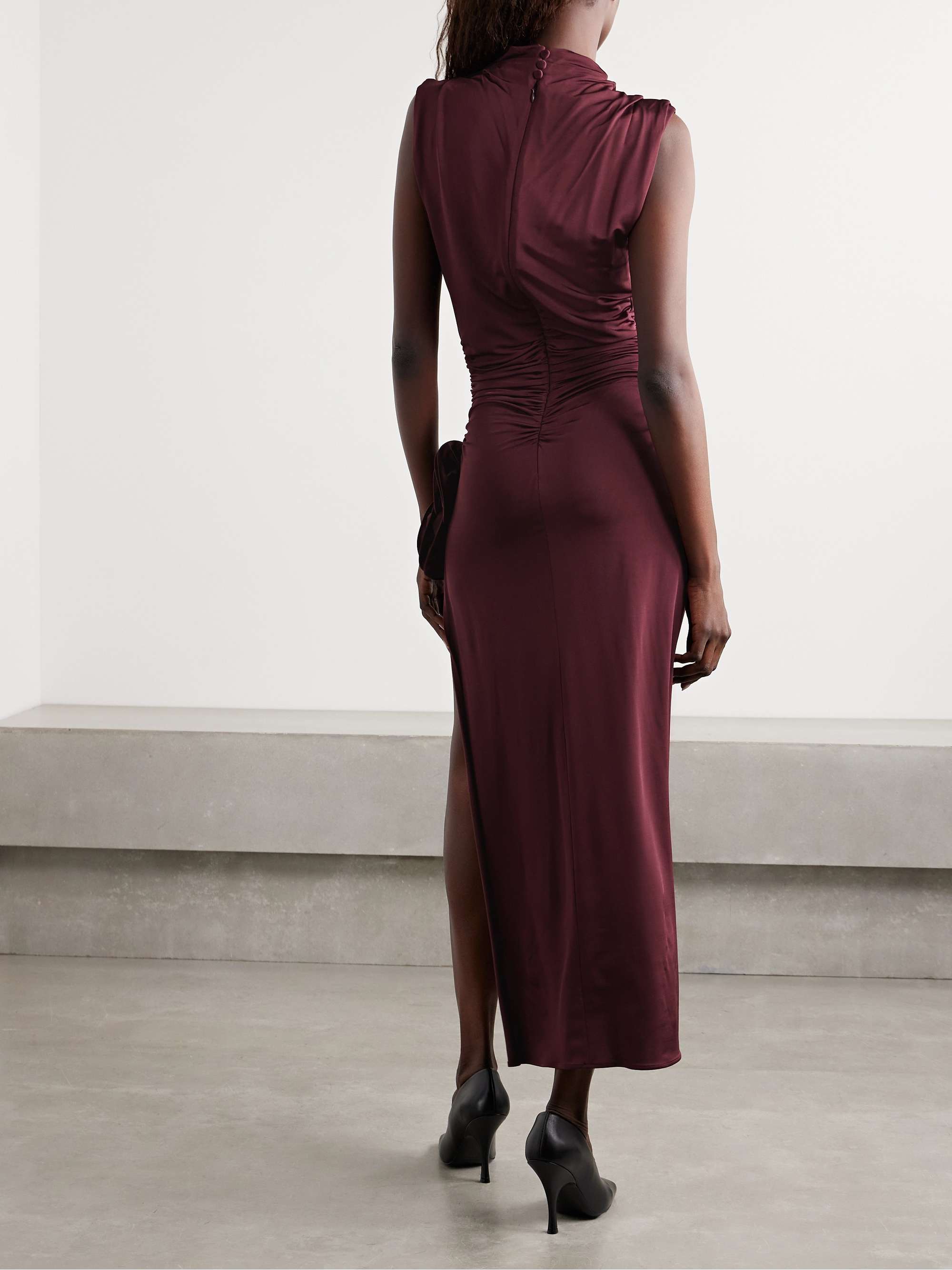 Appliquéd draped stretch-jersey midi dress view