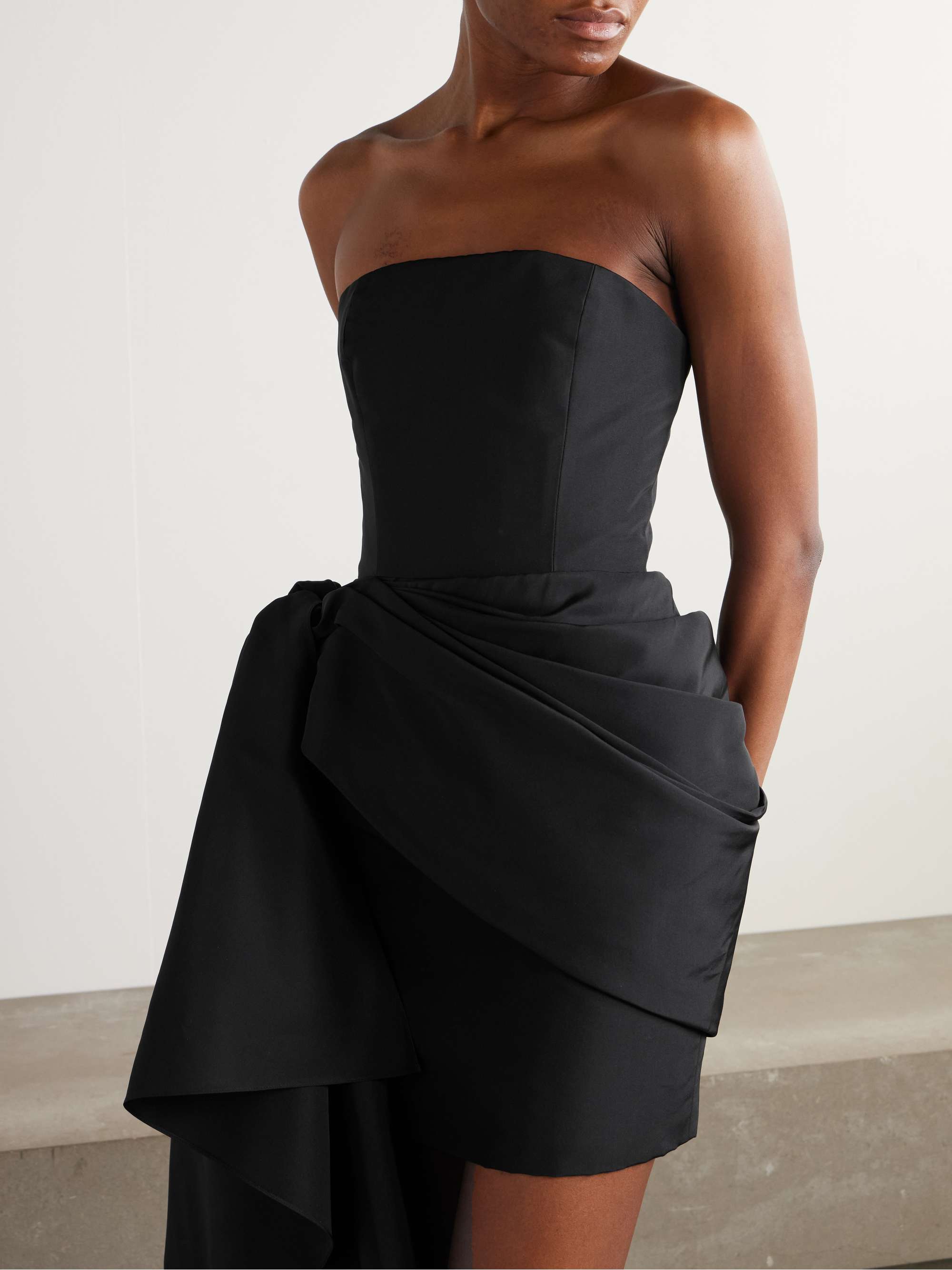 Off-the-shoulder asymmetric draped silk-faille mini dress view