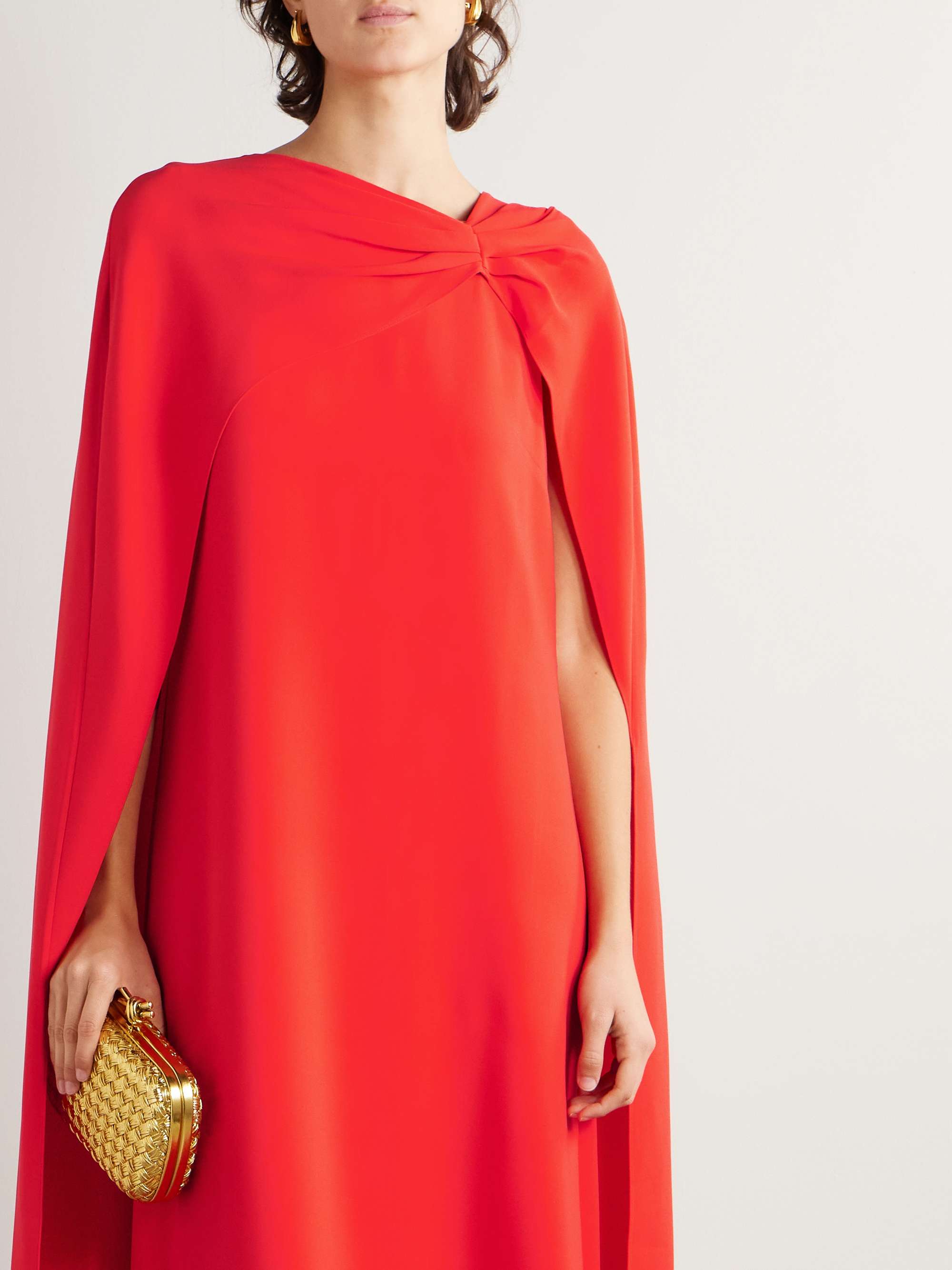 Cape-effect silk-blend georgette gown view