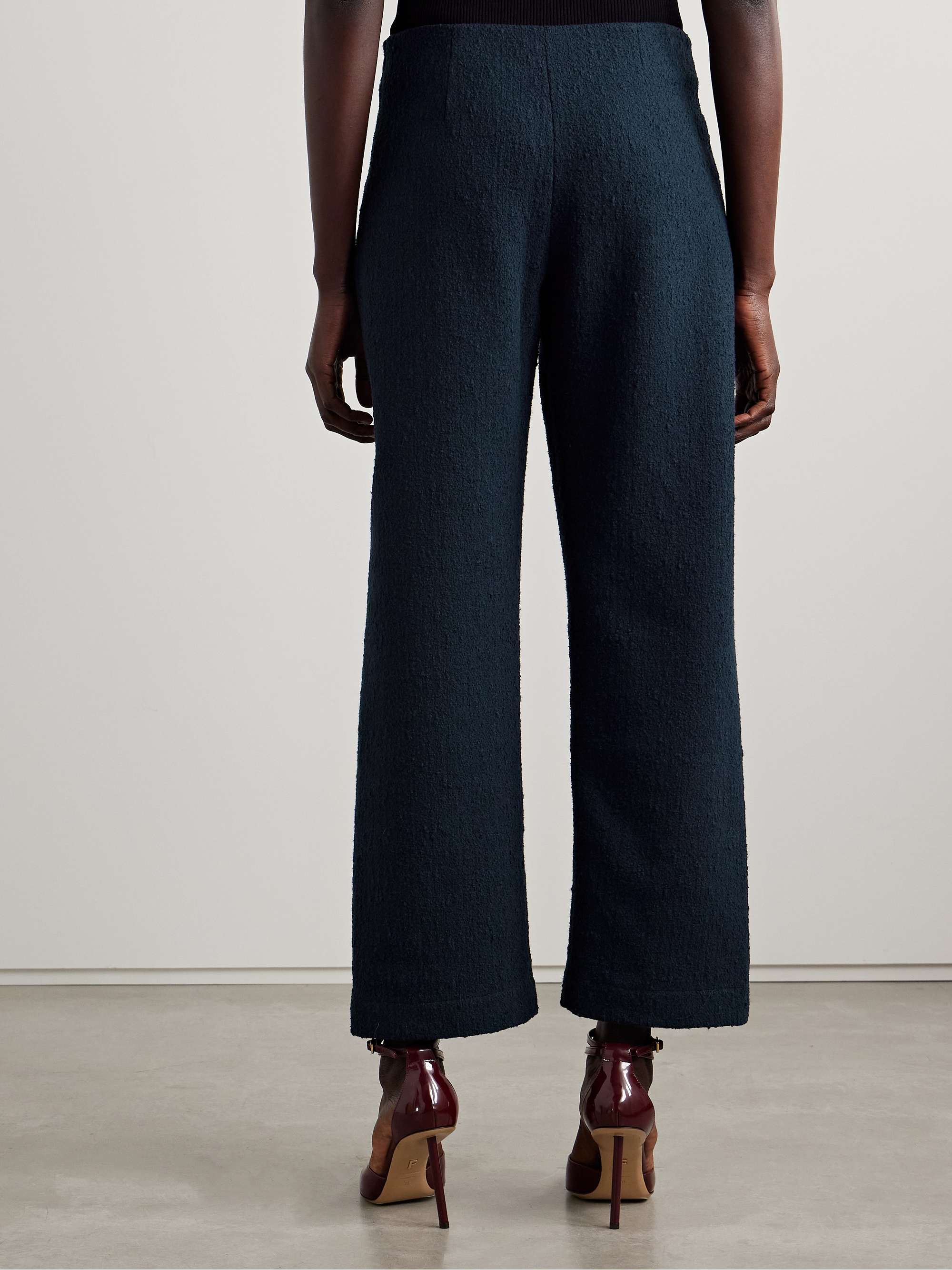 Cotton-blend bouclé-tweed straight-leg pants view