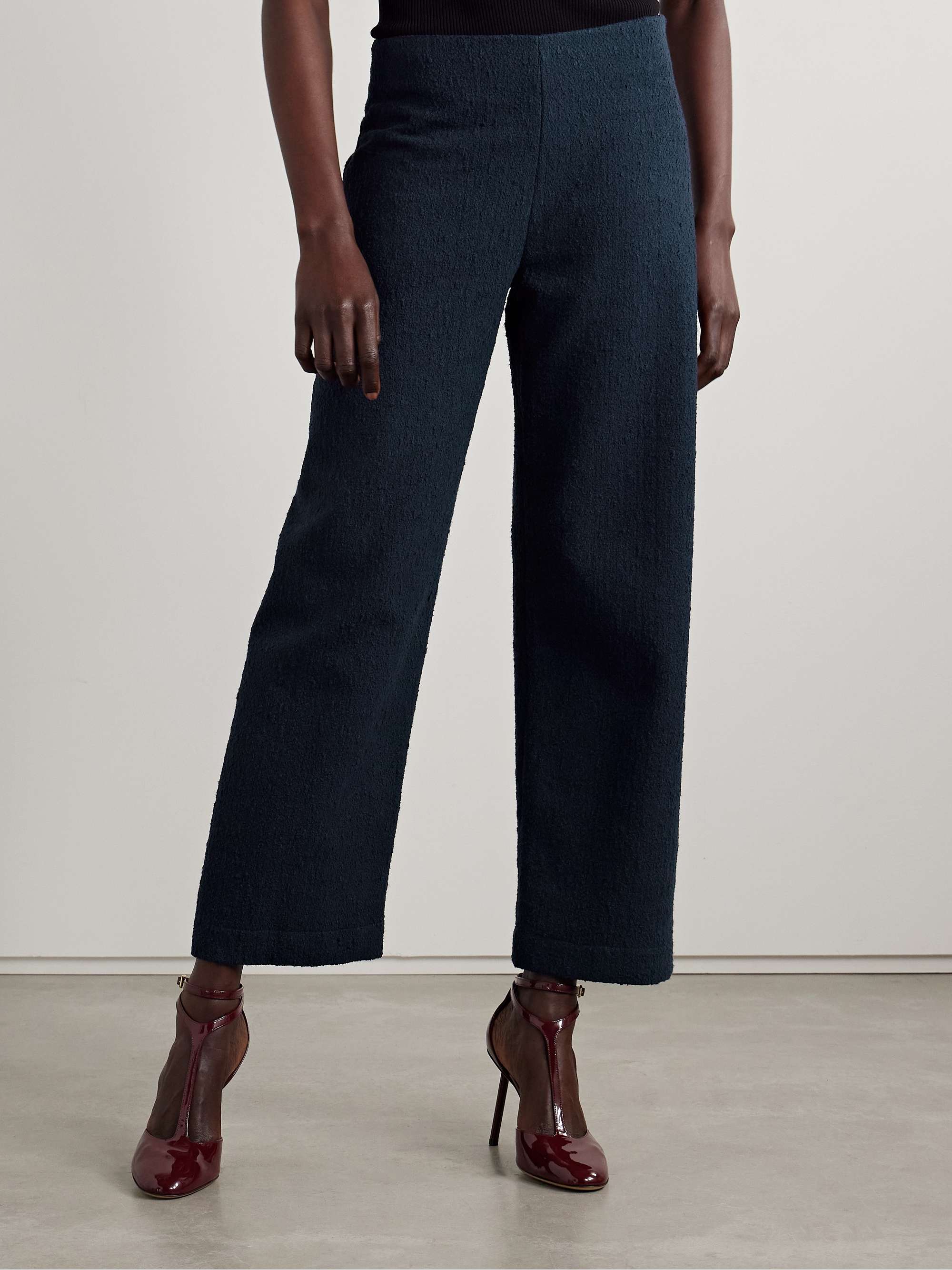 Cotton-blend bouclé-tweed straight-leg pants view