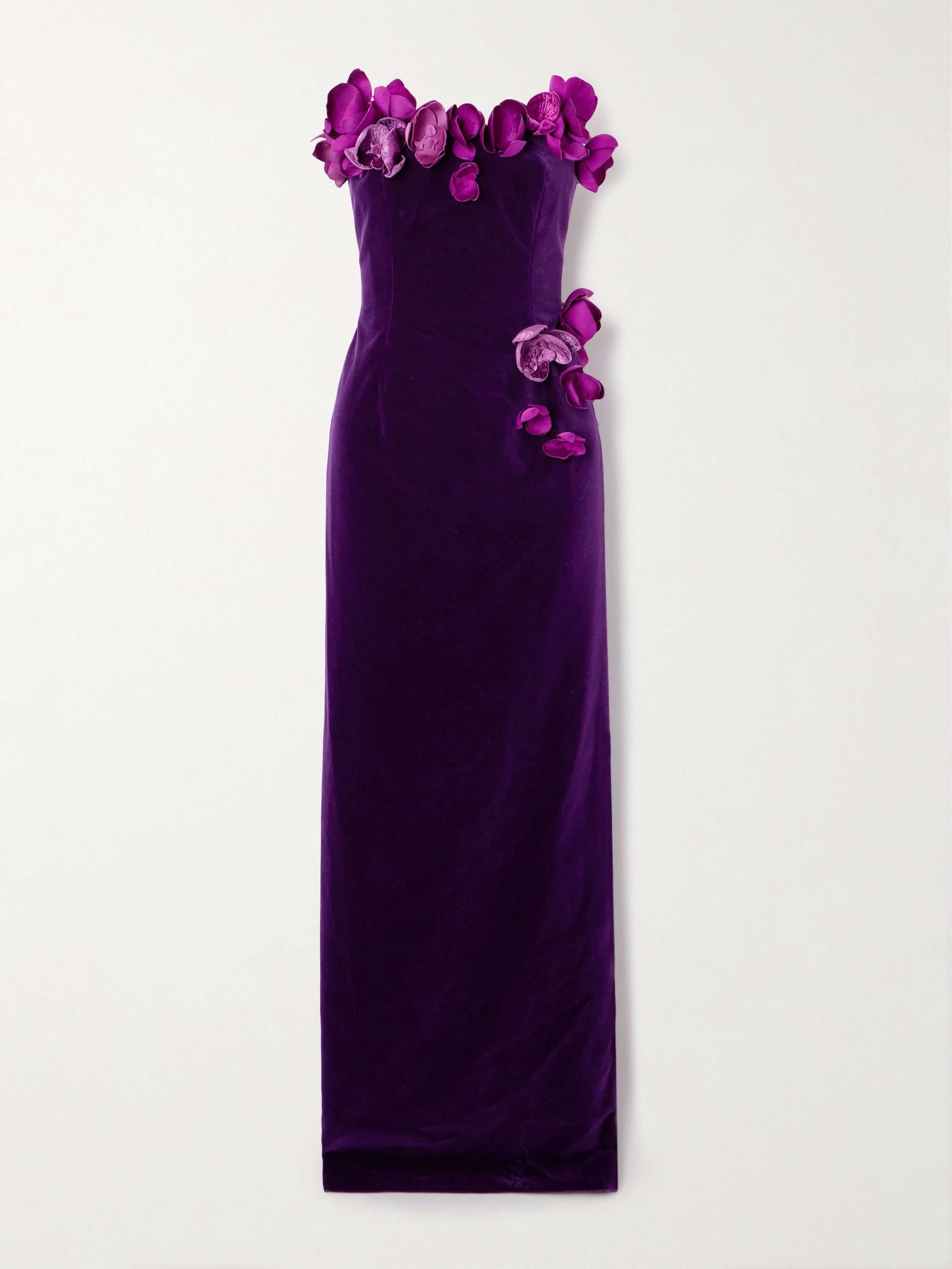 Strapless appliquéd cotton-velvet gown view