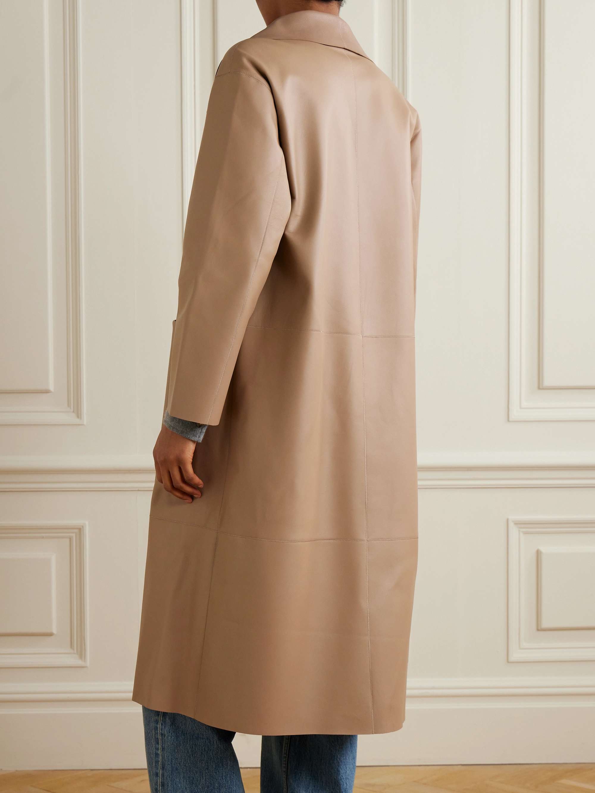 Birthday paneled leather coat view