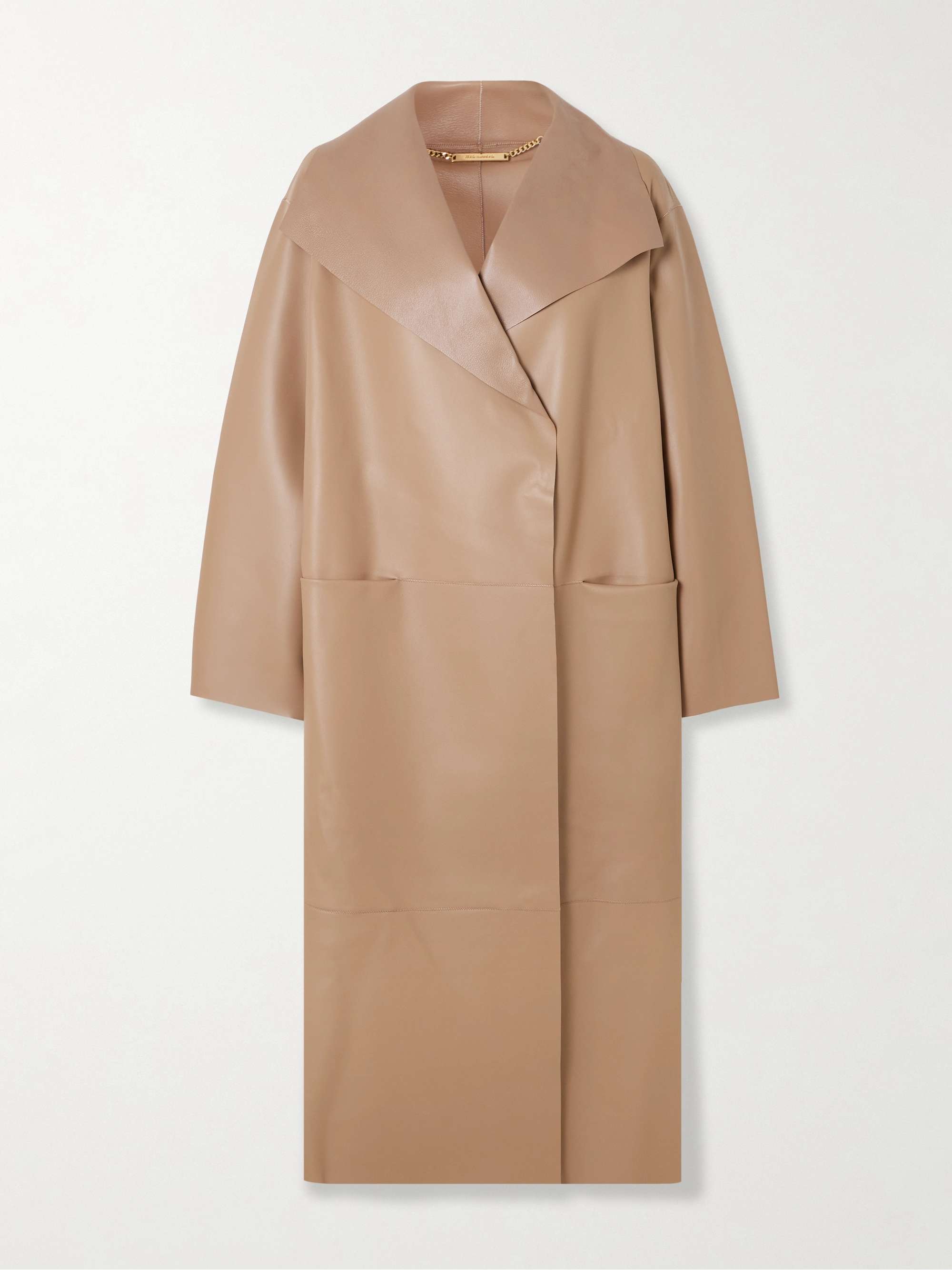 Birthday paneled leather coat view