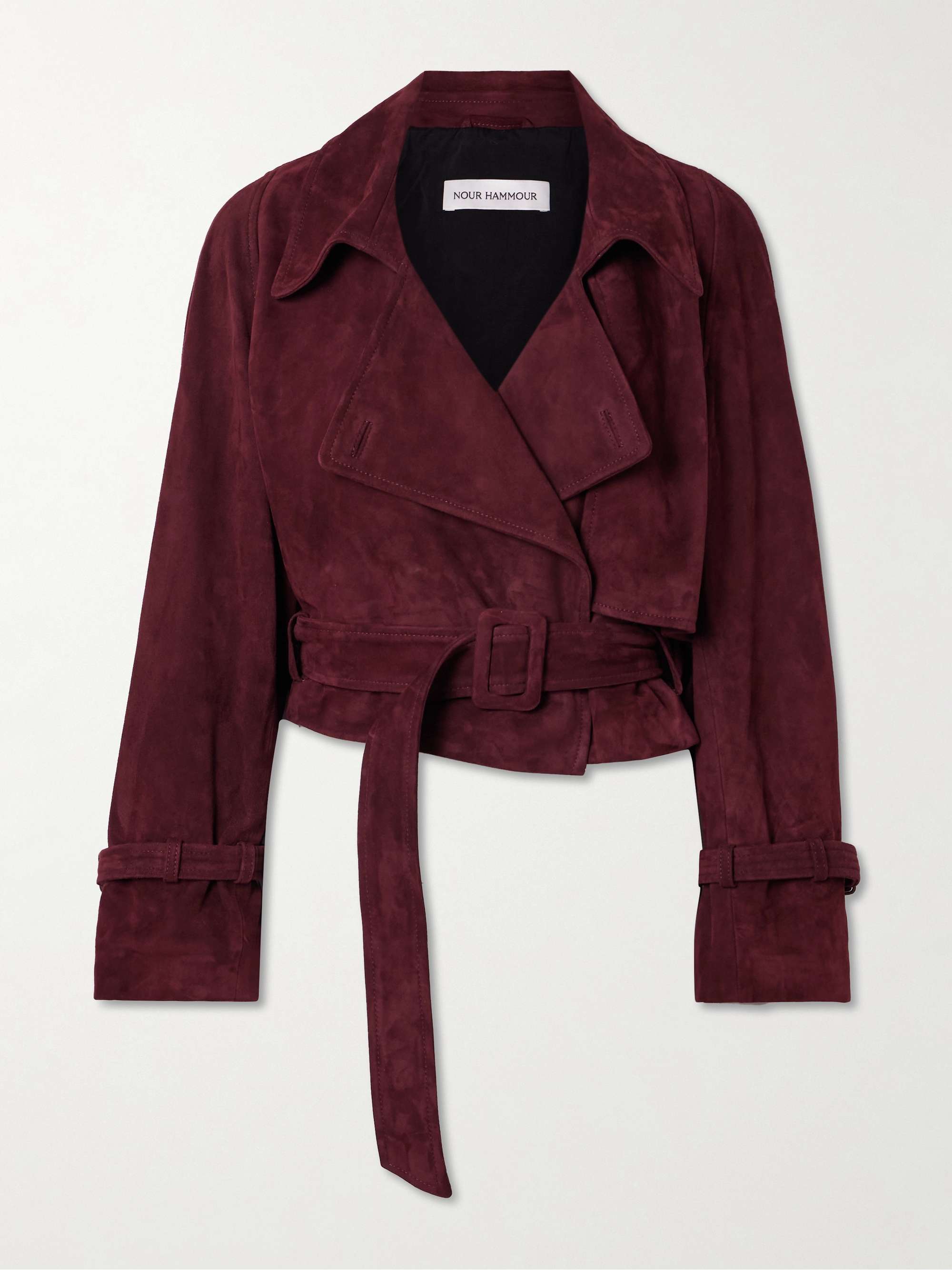 Hatti cropped belted suede jacket view