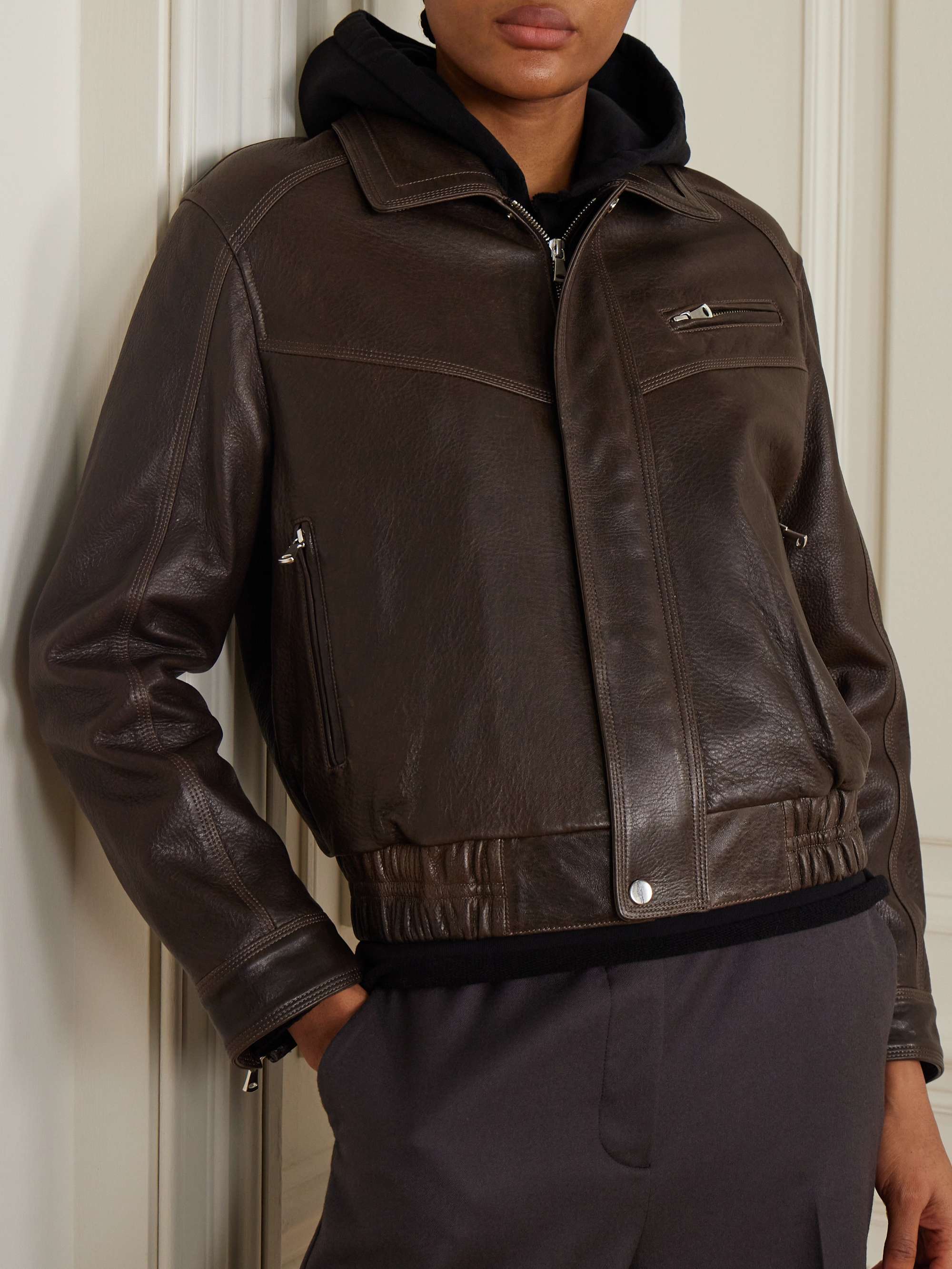 Clint leather jacket view