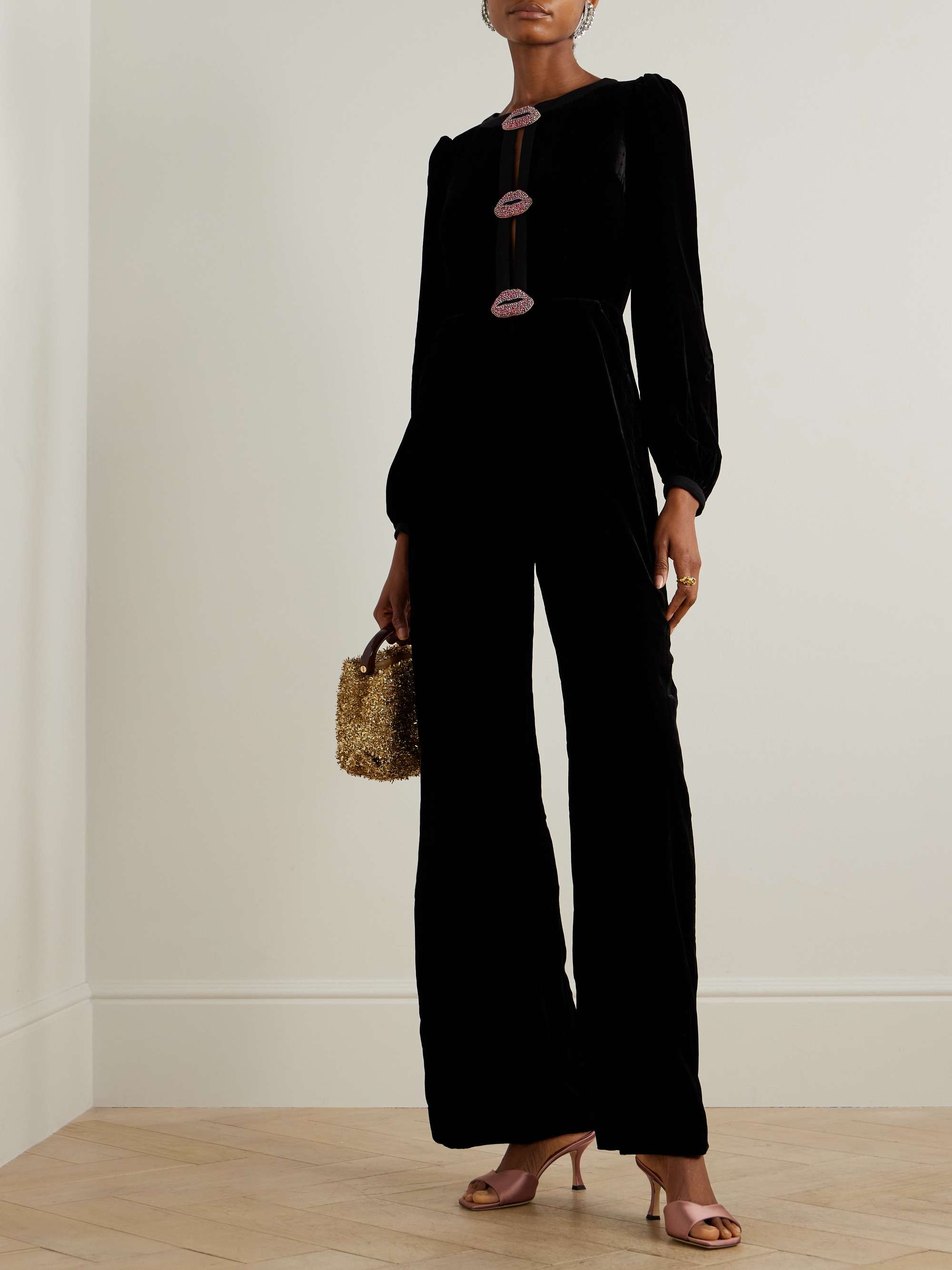 Camille cutout embellished velvet jumpsuit view