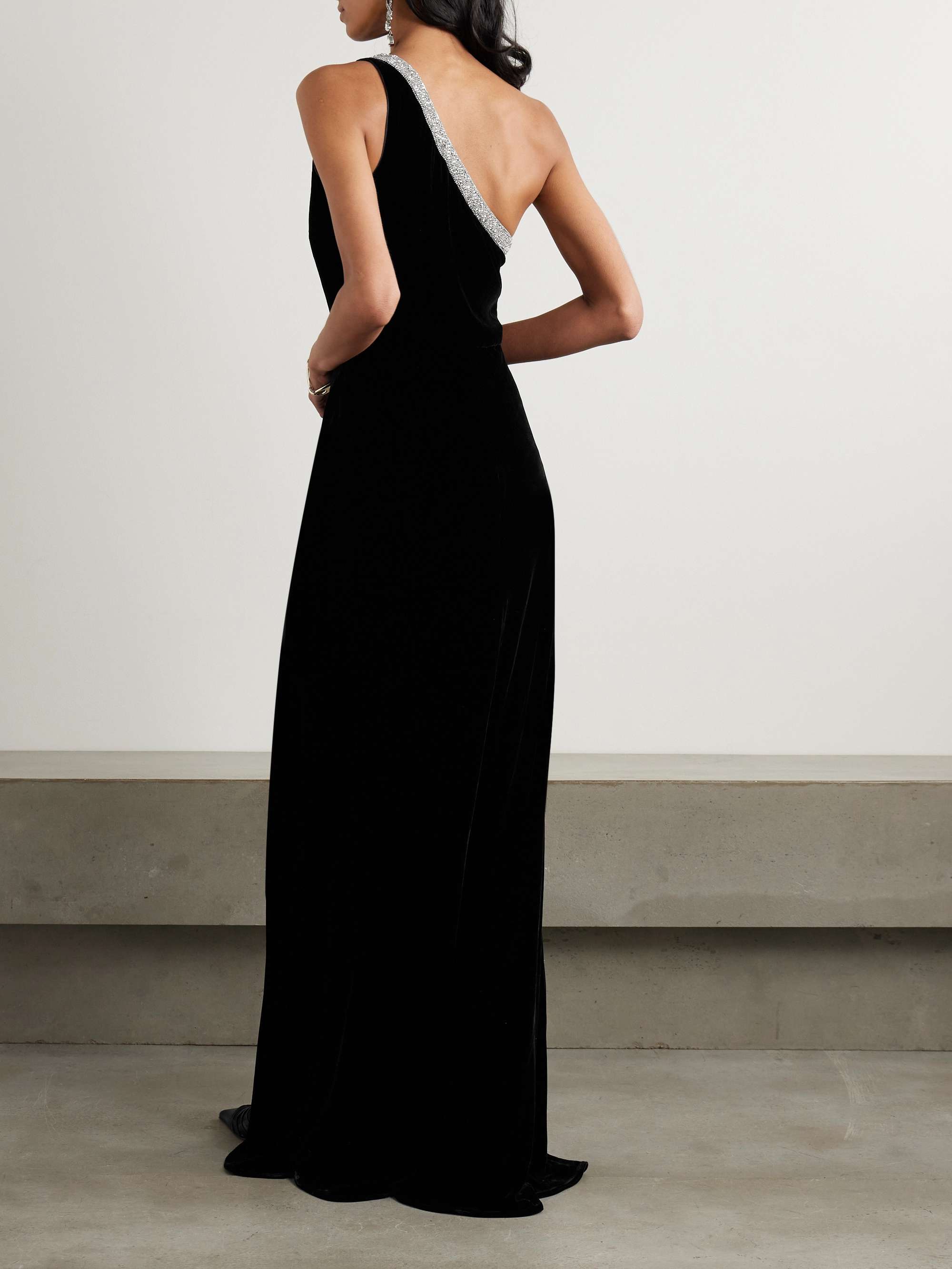 Justine one-shoulder embellished velvet gown view