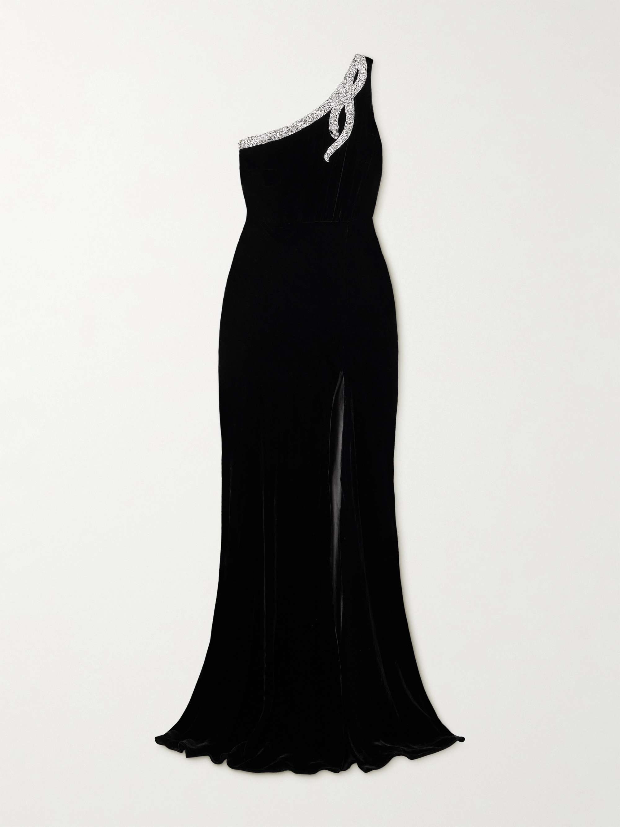 Justine one-shoulder embellished velvet gown view