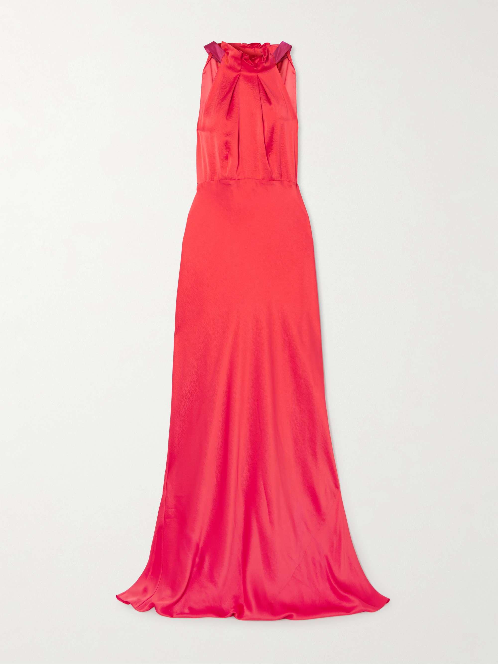 Michelle ruffled hammered silk-satin maxi dress view