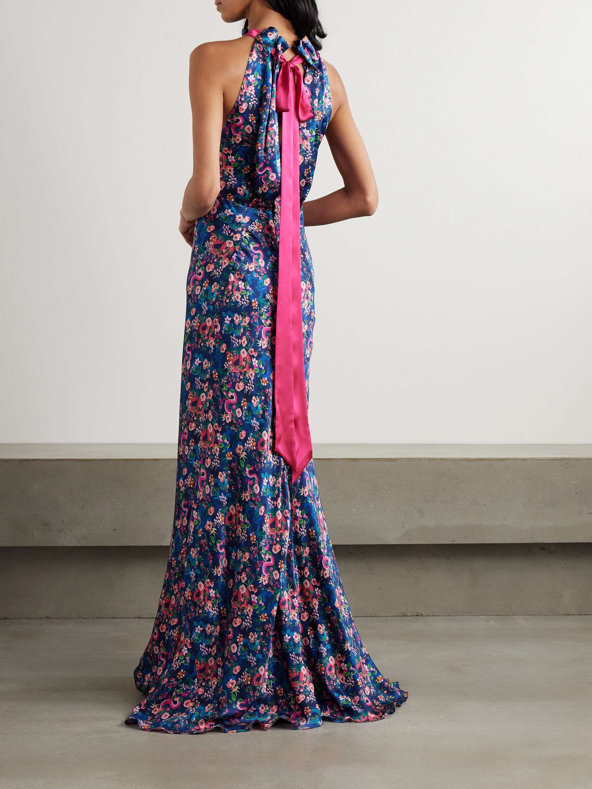 Michelle open-back floral-print silk-satin maxi dress view