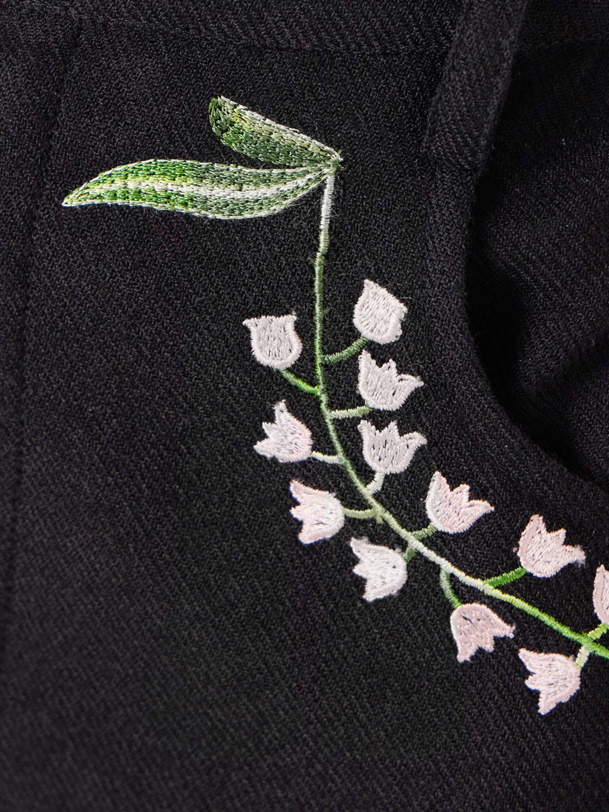 Bunny embroidered wool-twill flared pants view