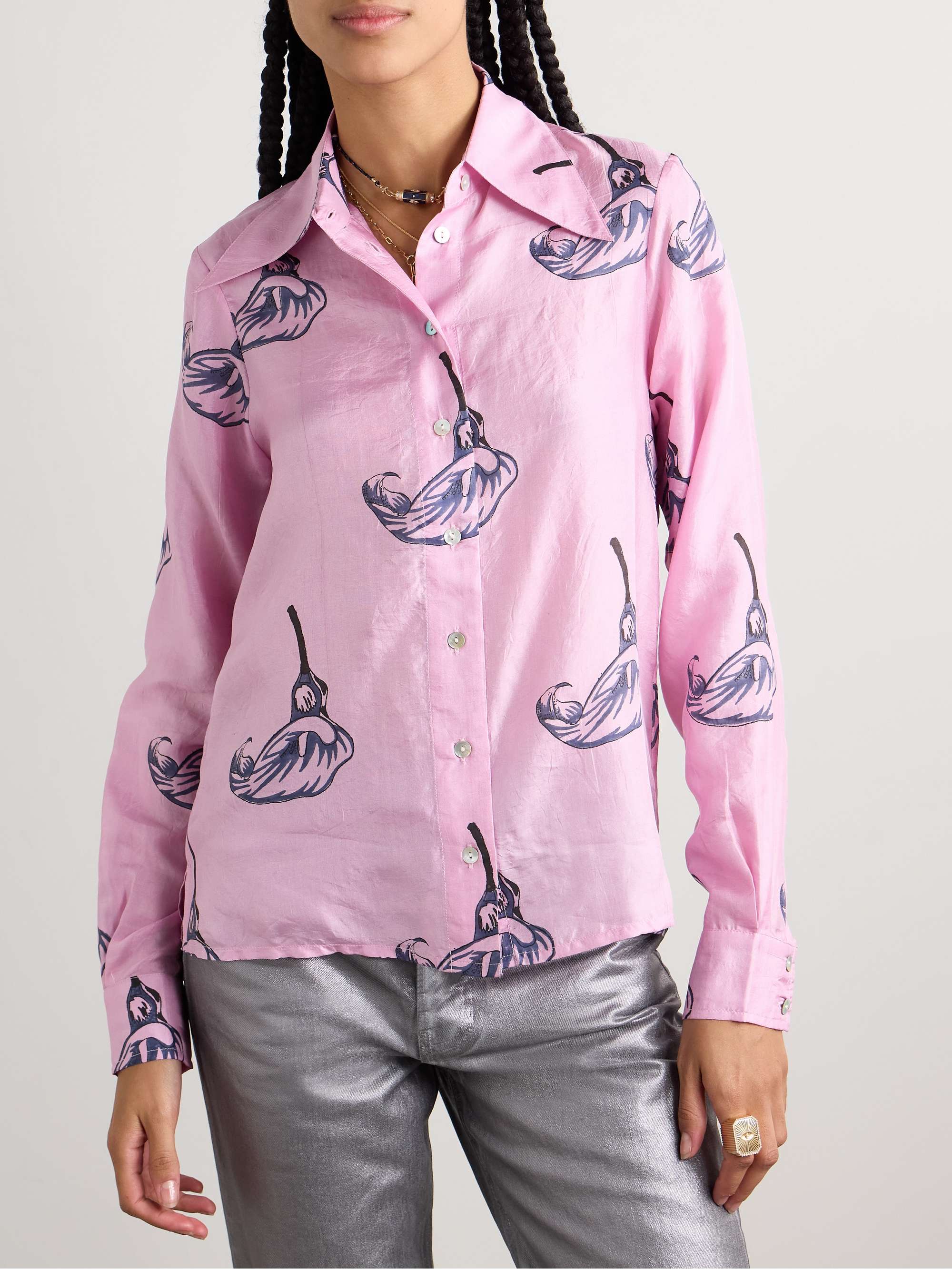 Dolly floral-print crinkled-silk shirt view