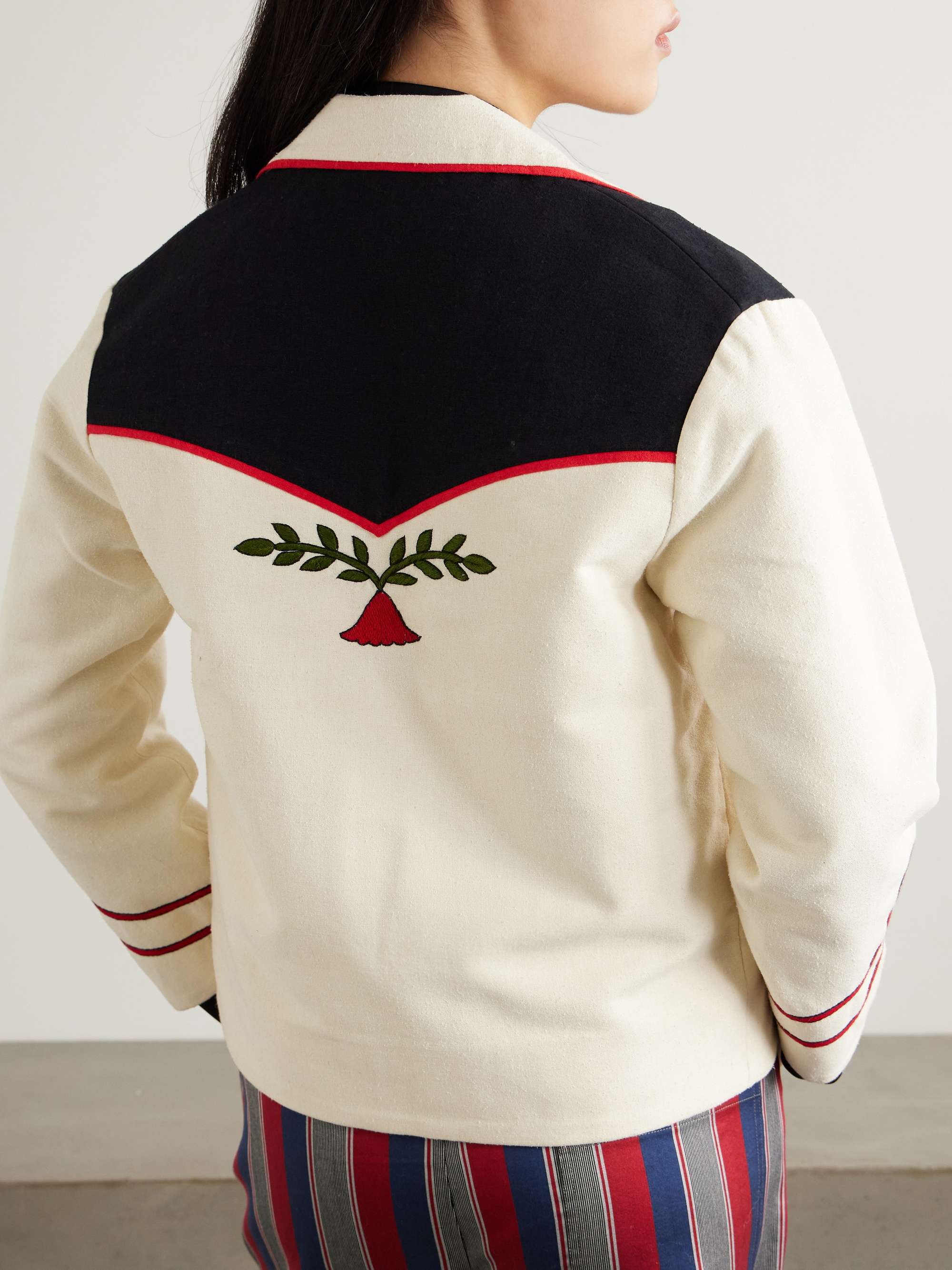 Western Royal Flush embroidered silk-bouclé jacket view