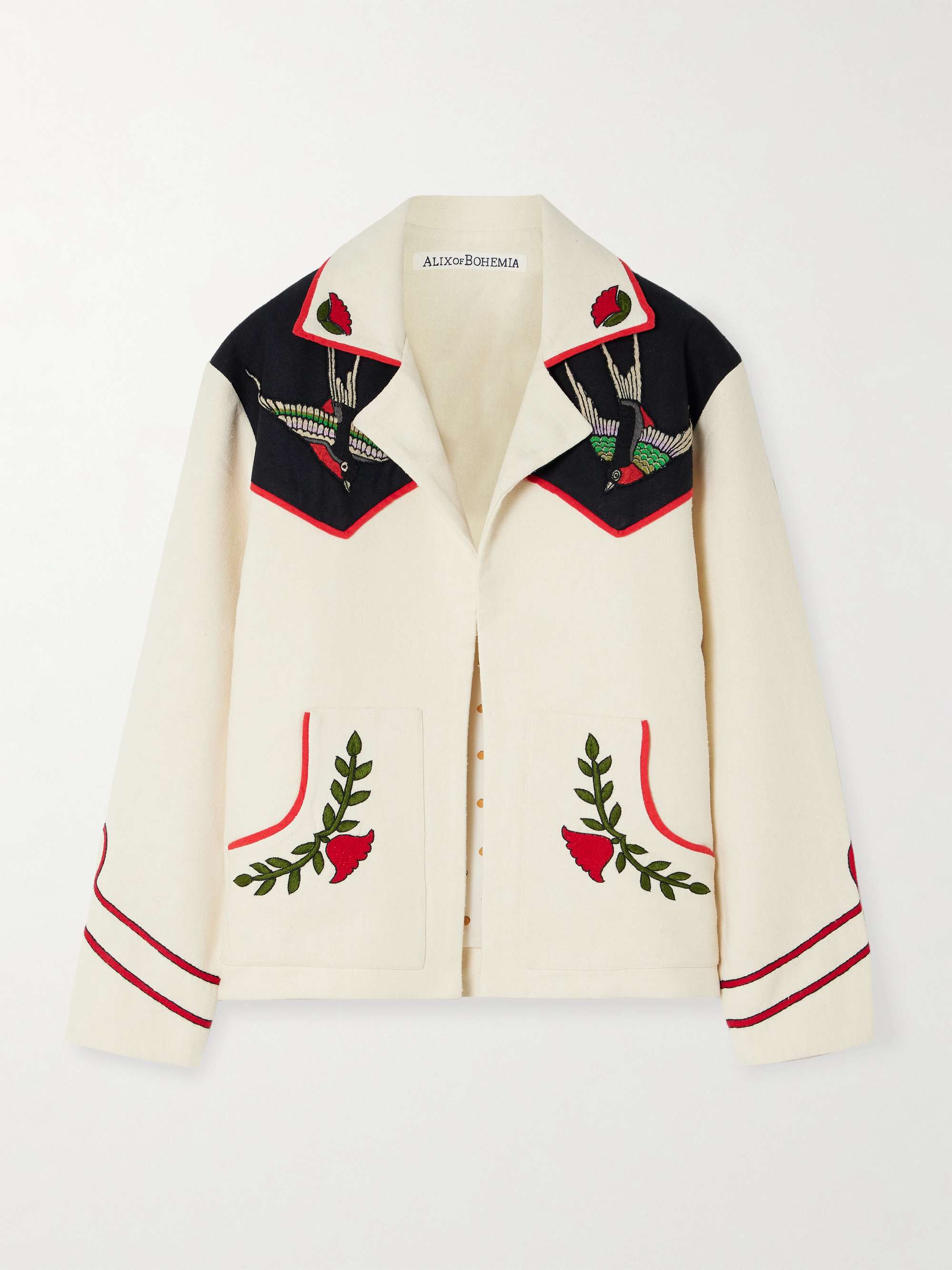 Western Royal Flush embroidered silk-bouclé jacket view