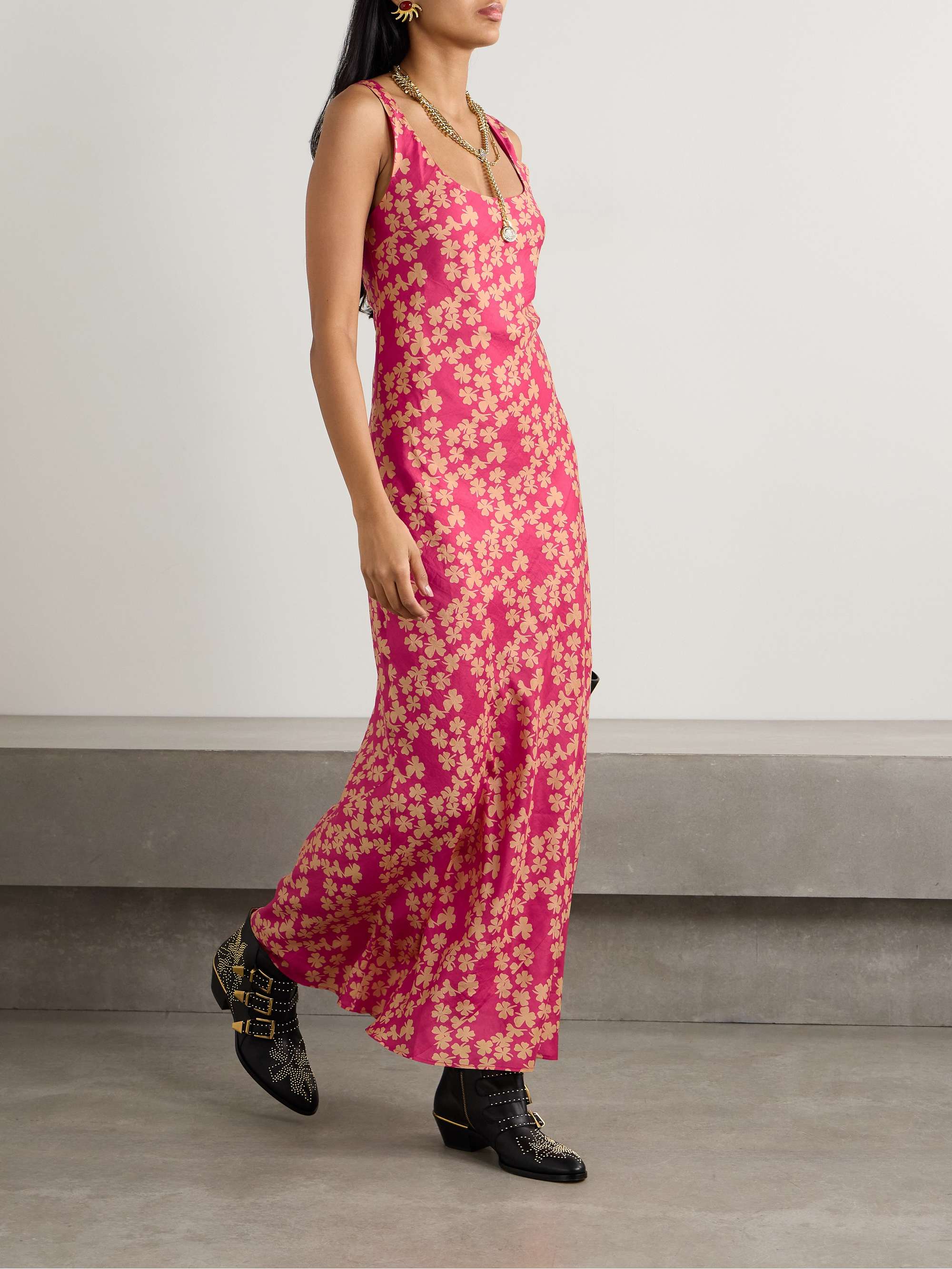 Adele printed crinkled-silk maxi dress view