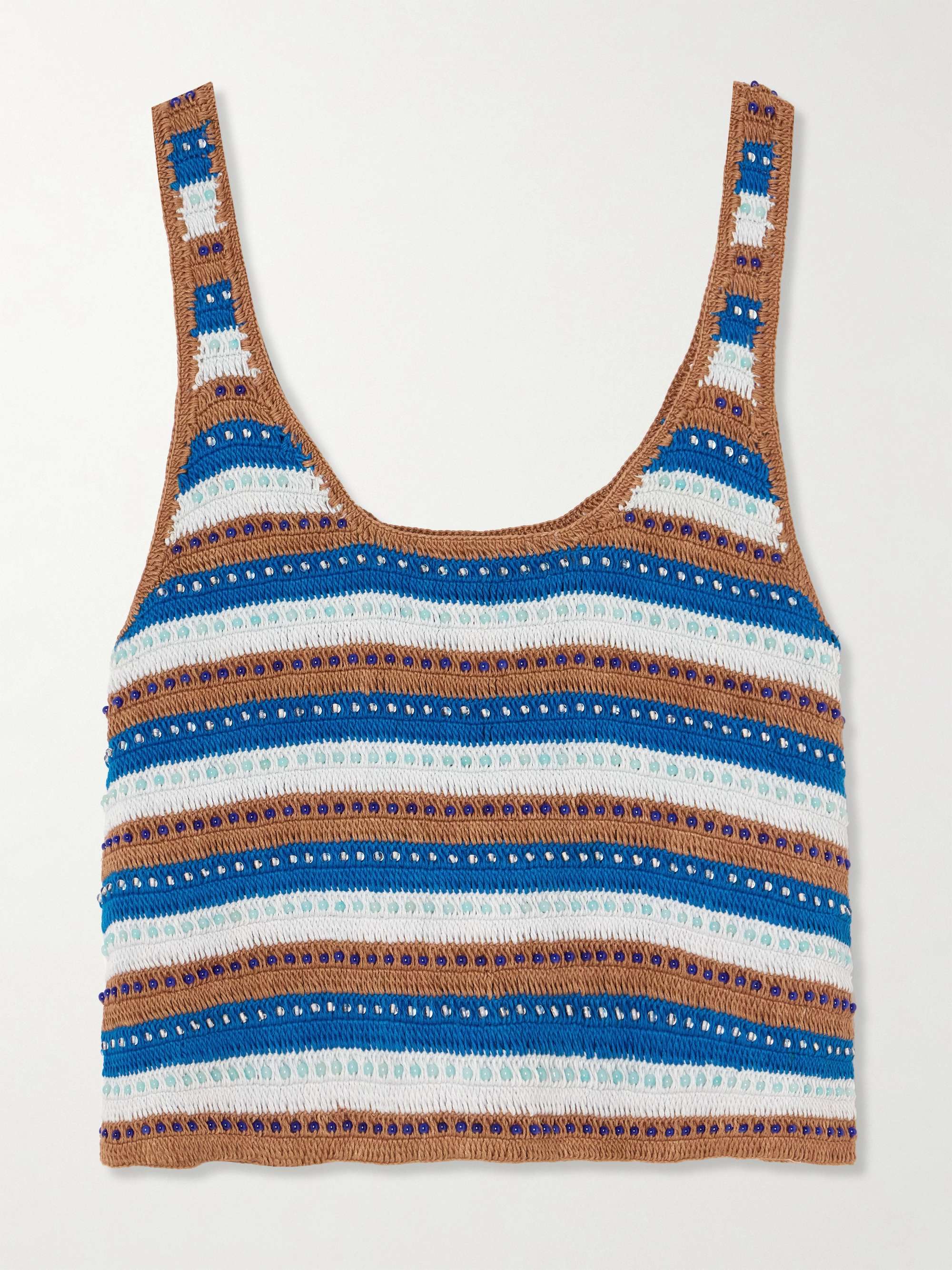 Tina Lowtide embellished striped crocheted cotton tank view