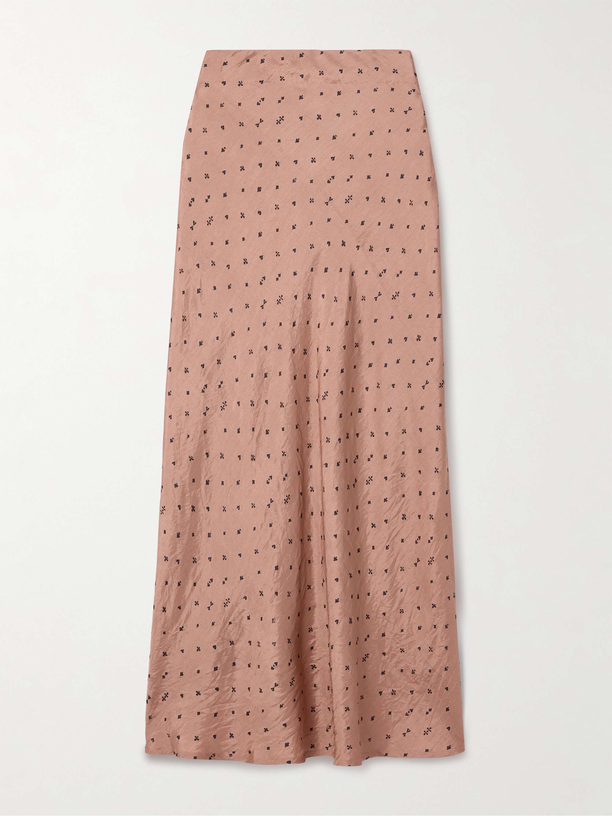 Lyra printed crinkled-silk midi skirt view