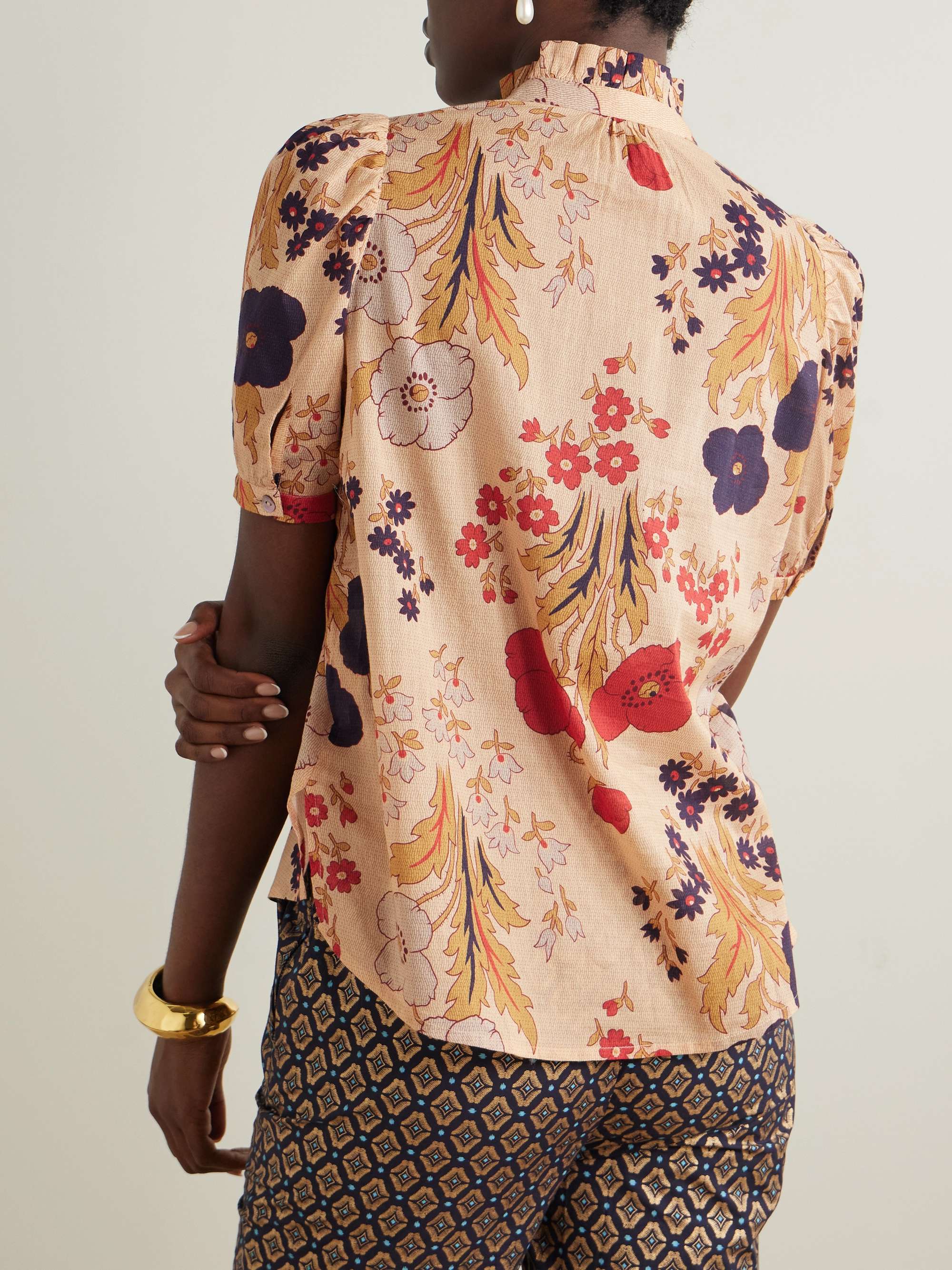 Winnie Vintage Poppy ruffled printed cotton-voile shirt view