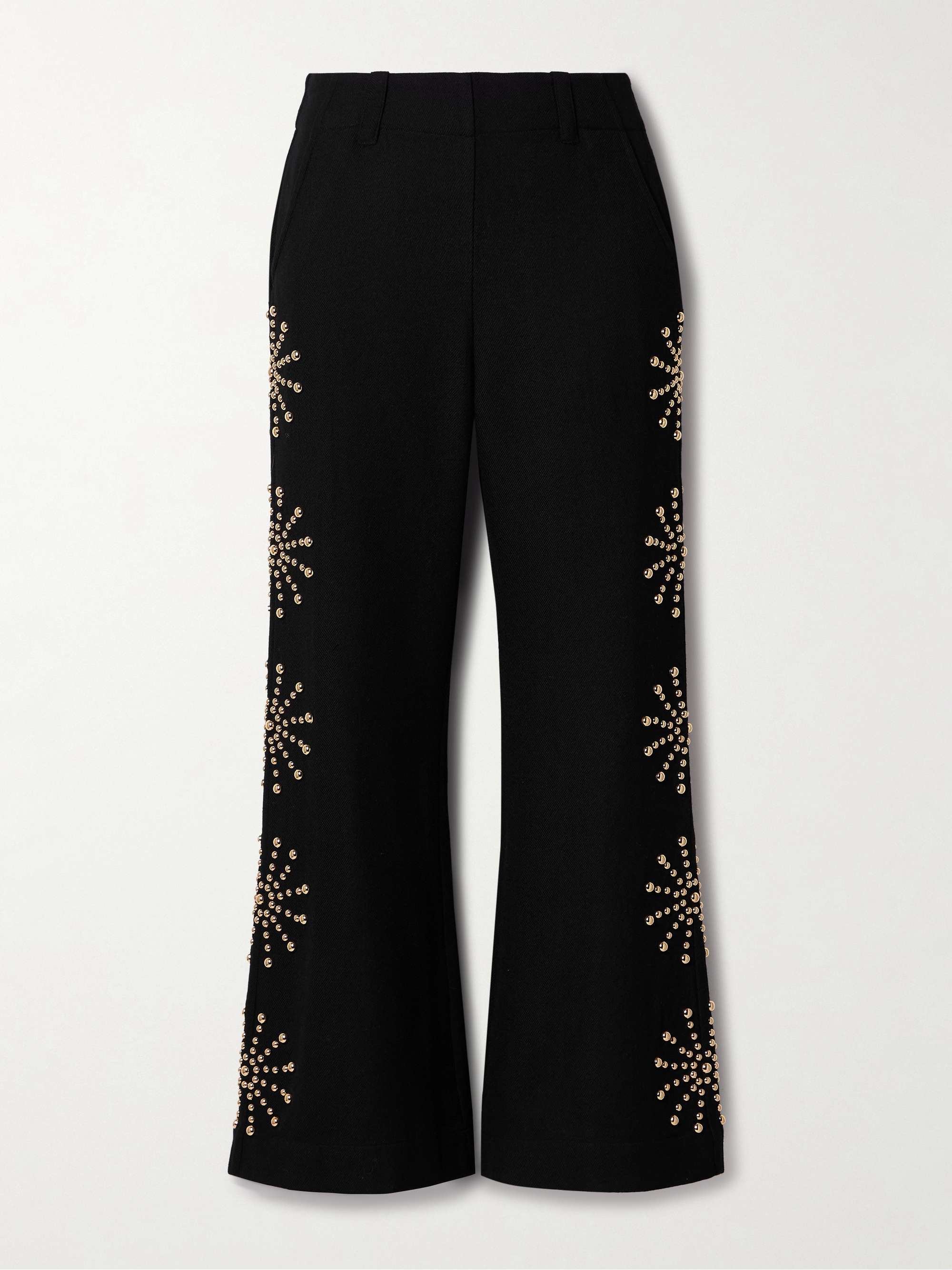Charlie Casino studded wool-twill flared pants view